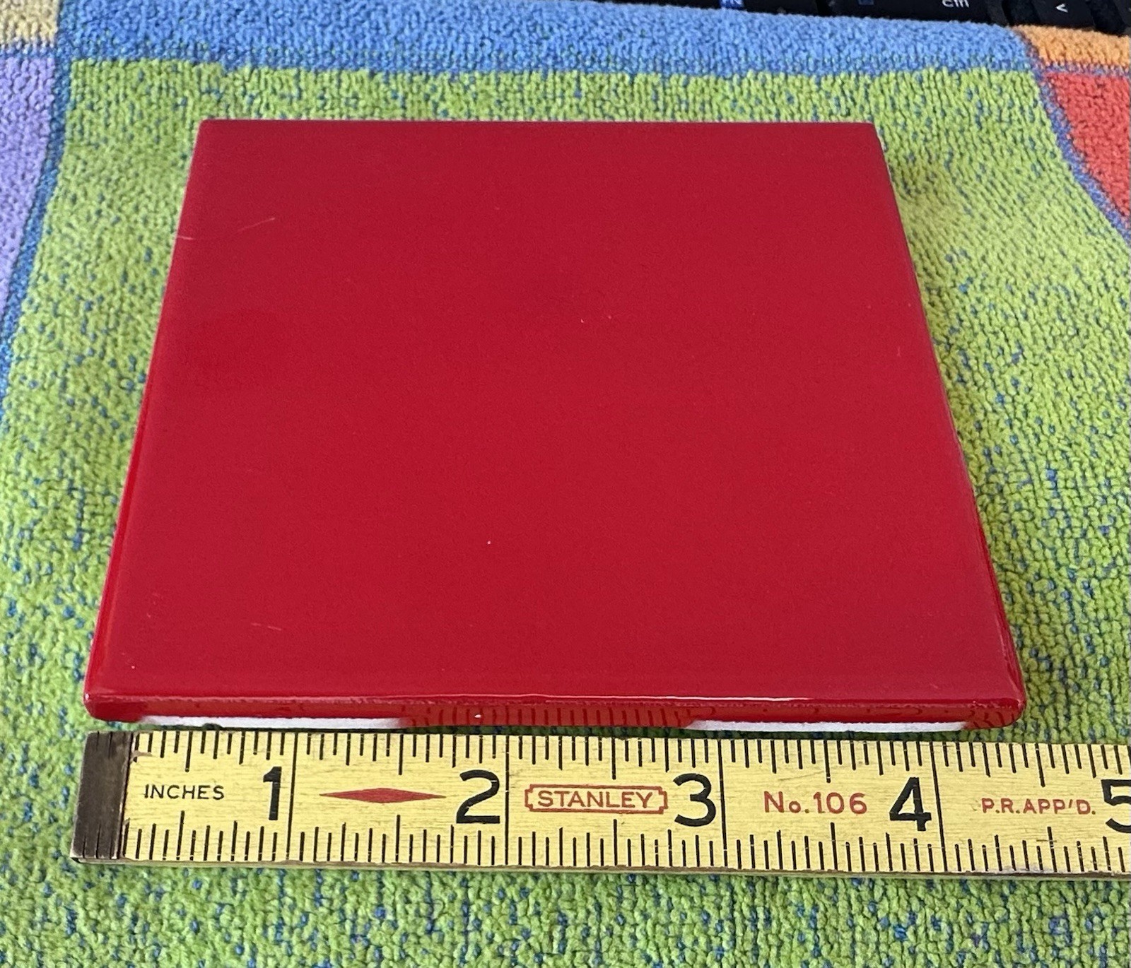 1 pc. Brilliant High-Quality RED: 4-3/8″ Glossy Ceramic Tile by Florida Co. NEW