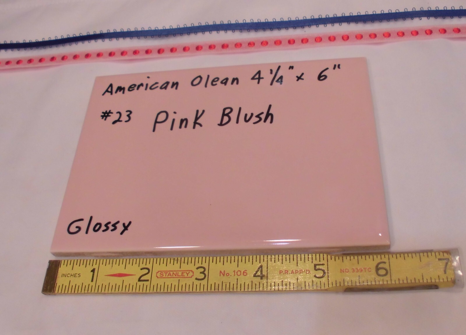 1 pc. Vintage *Pink Blush* Glossy Ceramic Tile #23 by American Olean 4-1/4″ X 6″