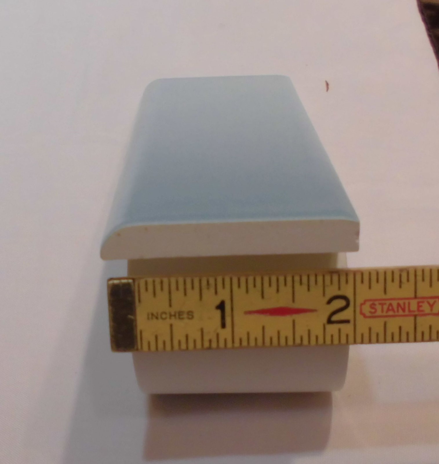 6 pcs. Matte *Blue Denim* Ceramic Cap Bullnose Trim tile by Mid-State NOS