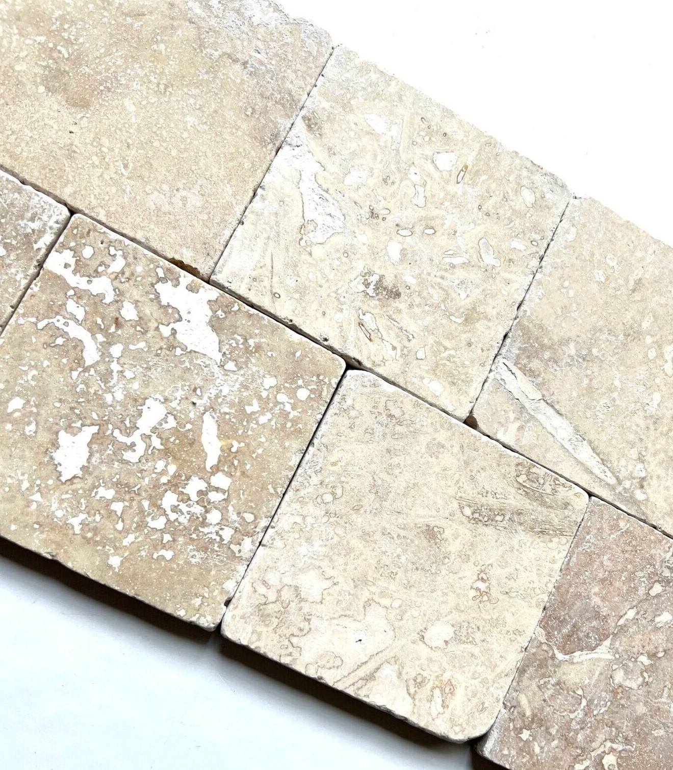 Ivory Mix 4×4 Tumbled Filled Travertine Floor Wall Tile (Sold per piece)