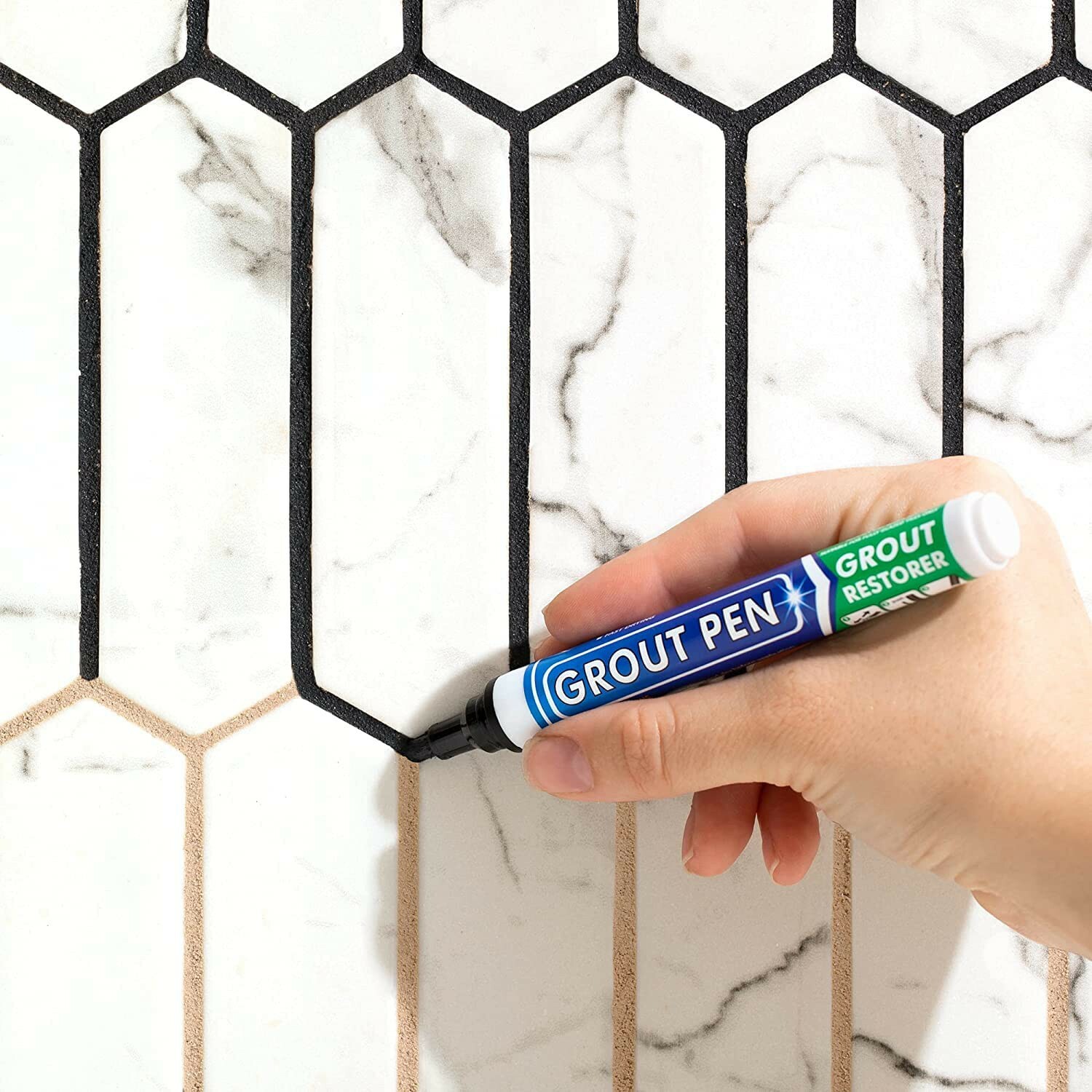 Grout Pen Black Tile Paint Marker: Waterproof Tile Grout Colorant w/ Extra Tips