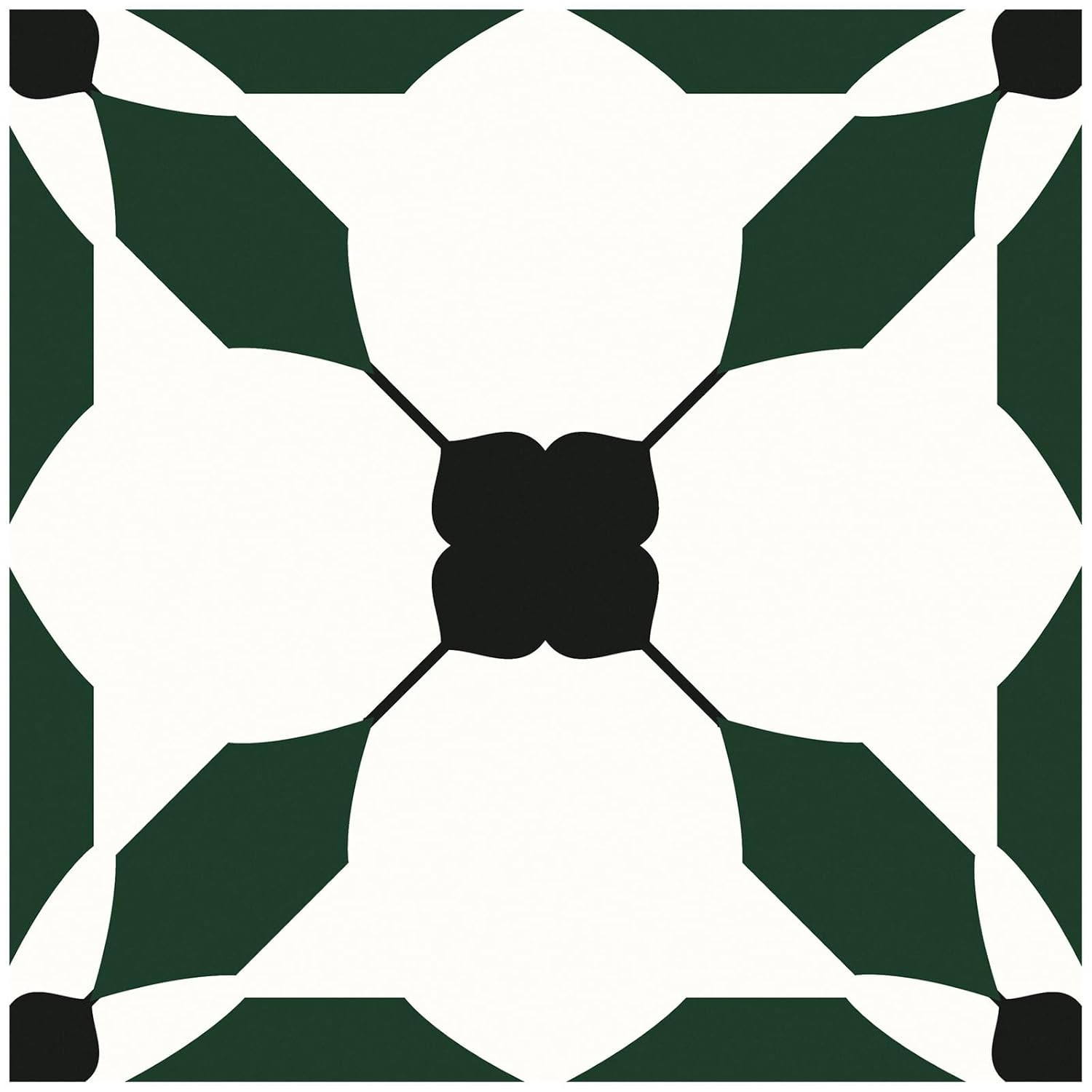 Peel & Stick Vinyl Floor Tiles Waterproof 20PCS Black Green
