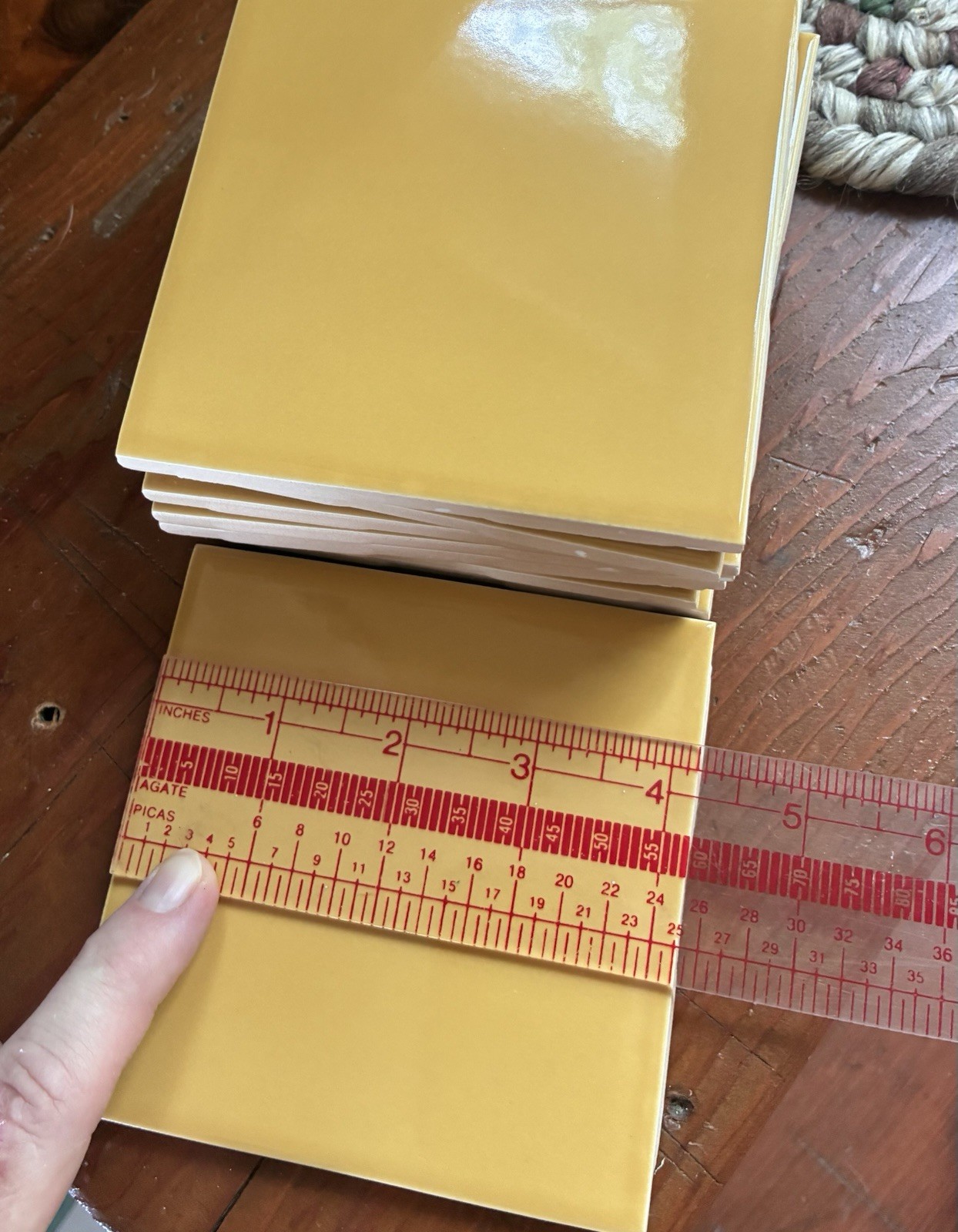 Lot of 9 Ceramic Roca Tile Mustard Yellow 4-1/4″ x 4-1/4″ USA