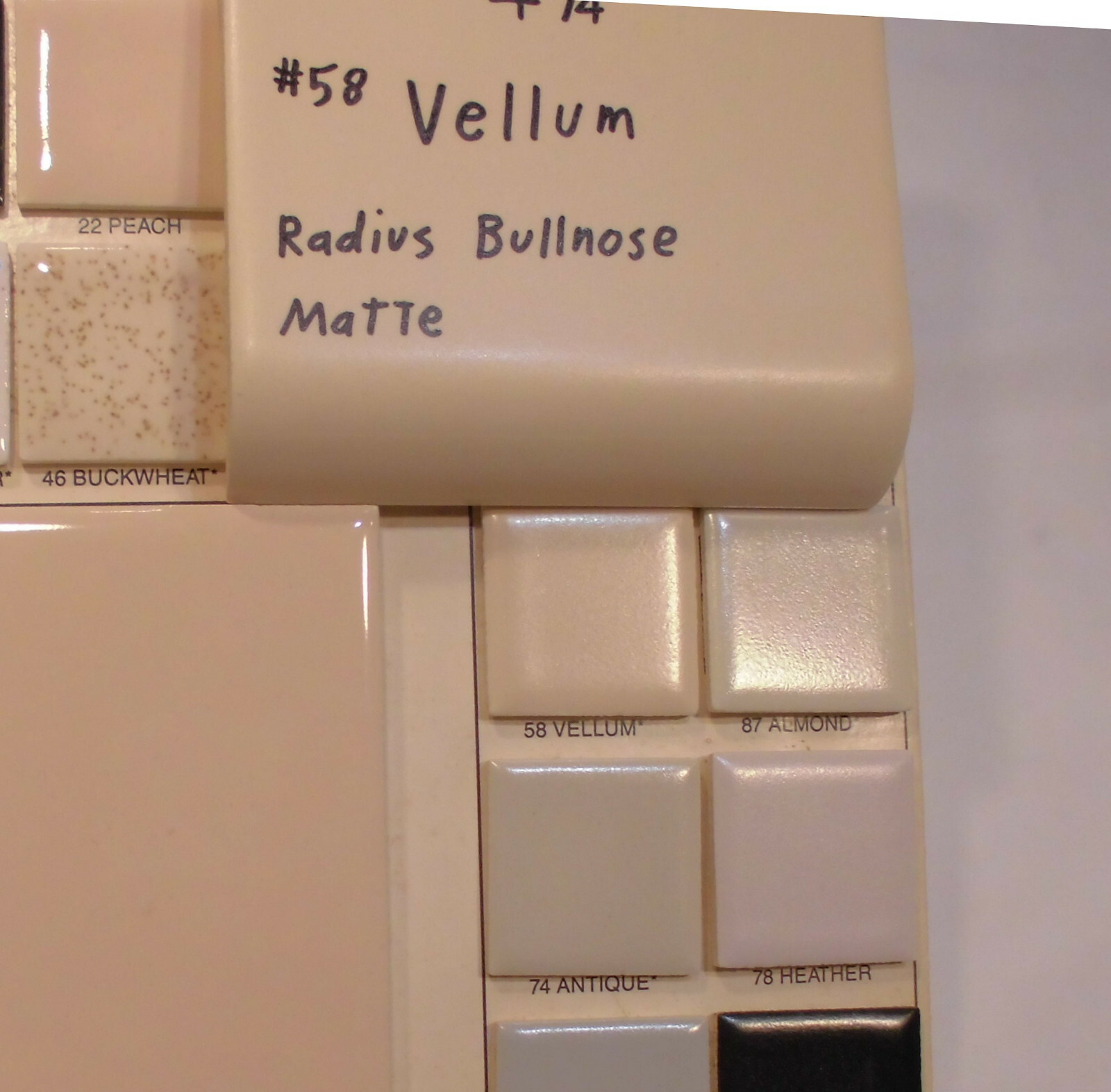 1 pc. Vellum – Tan: Matte Radius Bullnose Ceramic Tile 4-1/4″ American Olean
