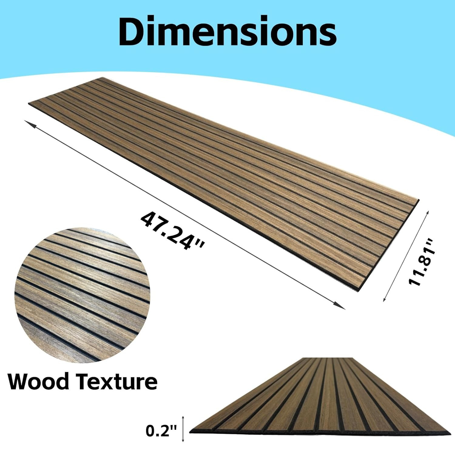 Self-Adhesive Wood Slat Wall Panels – Dark Walnut, 8-Pack, 47.24×11.81In
