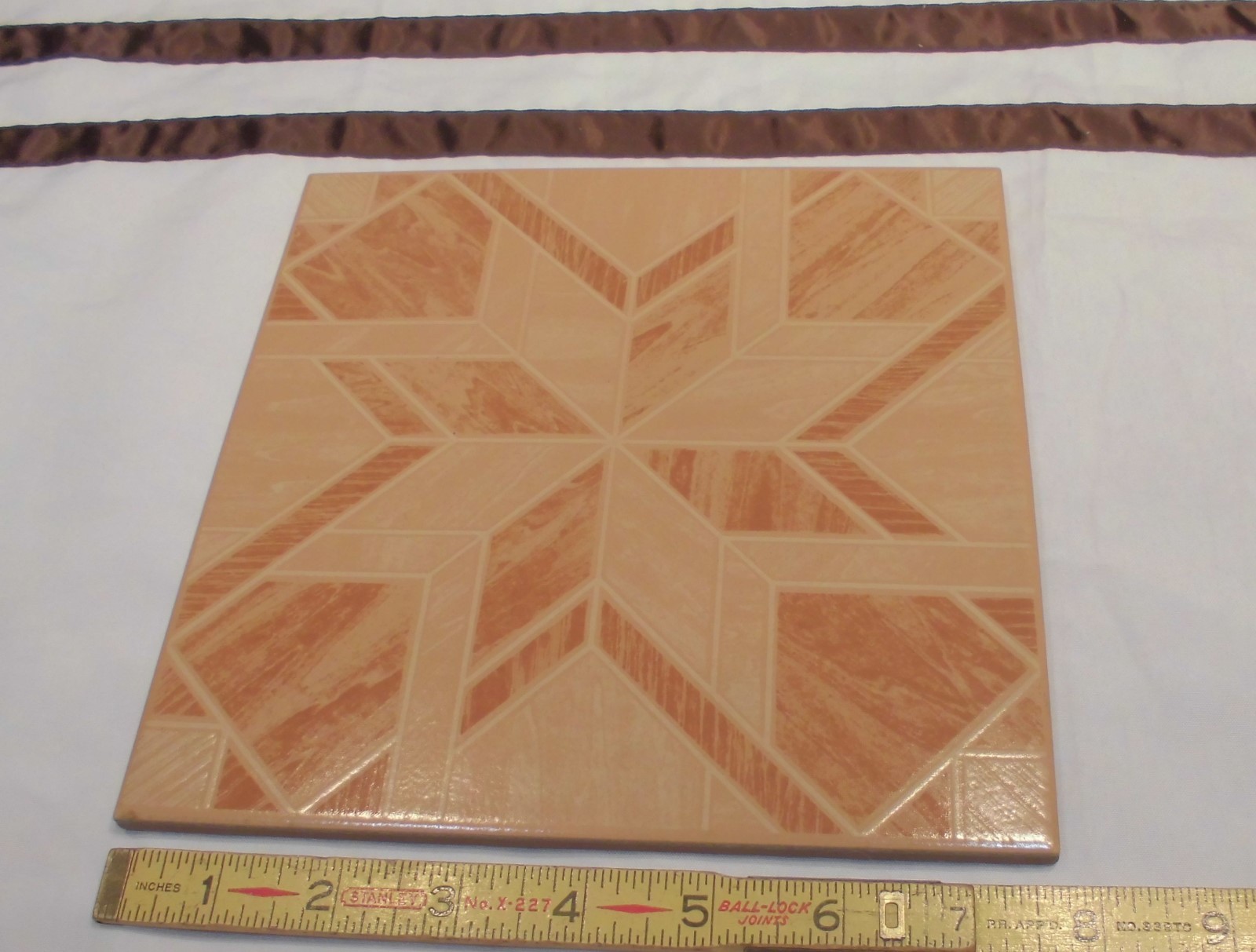 1 pc. *Parquet Wood Look* Ceramic Floor Tile 8″ X 8″ by Interceramic Co. NEW