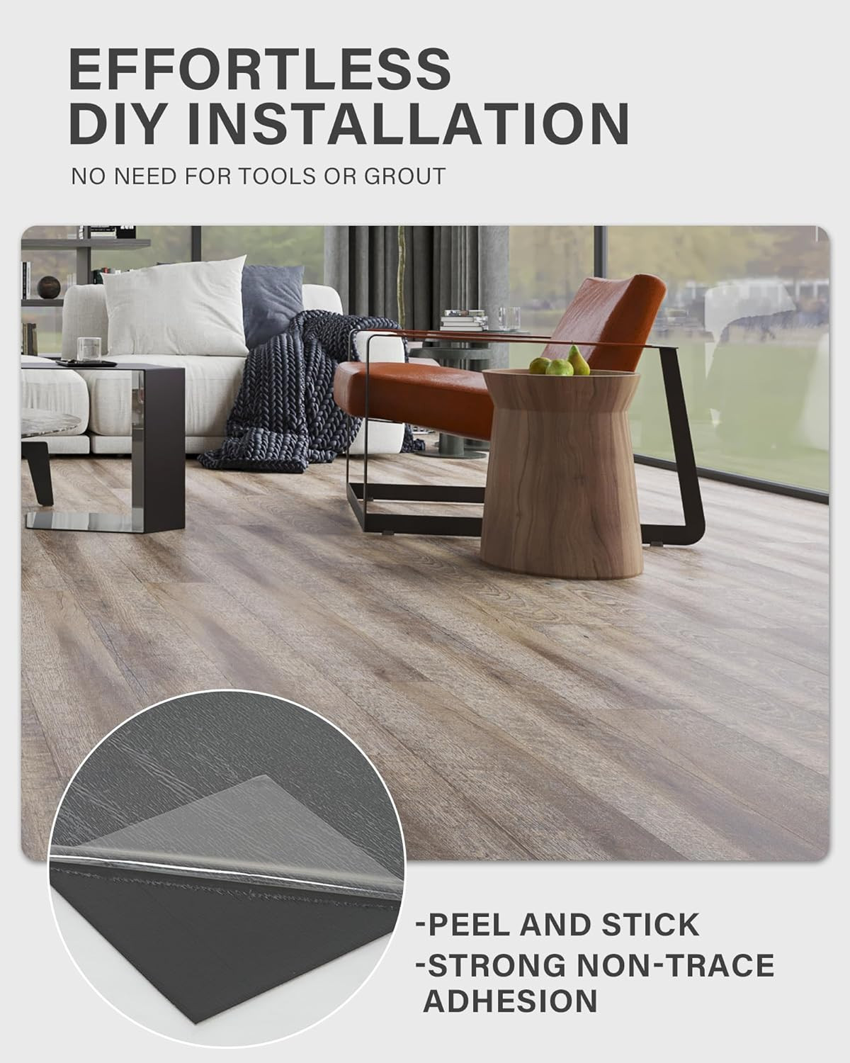 Peel and Stick Vinyl Flooring Tiles, 36 Sq. Ft. Twisted Gray Oak Design