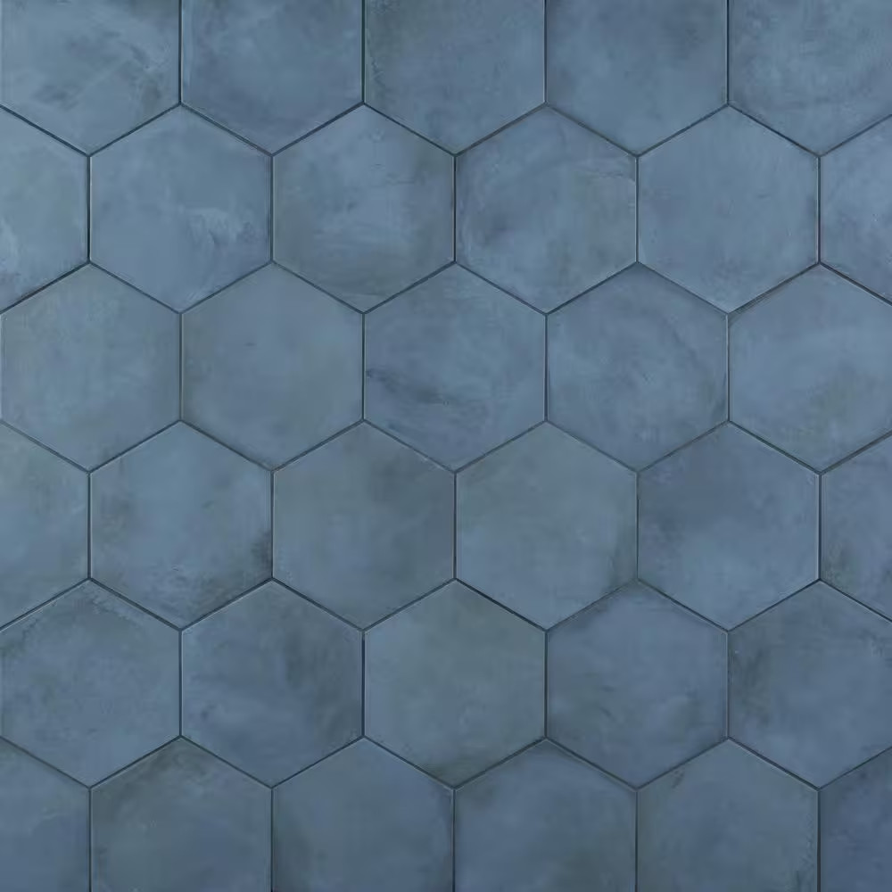 Dash Blue Ocean 8.5 In. X 9.84 In. Matte Hexagon Porcelain Floor and Wall Tile (