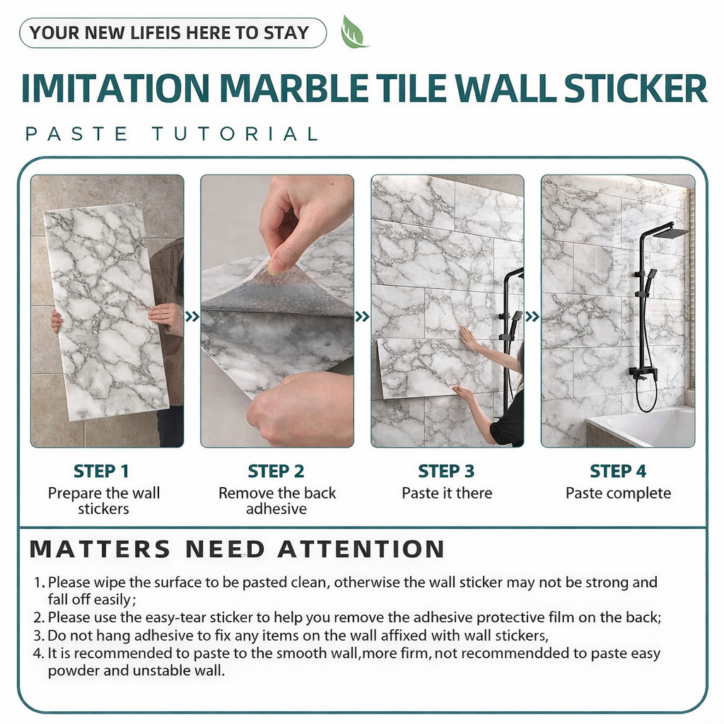 20 Pack Marble Peel & Stick Wall Tiles 12×24 Gloss Waterproof Kitchen Backsplash