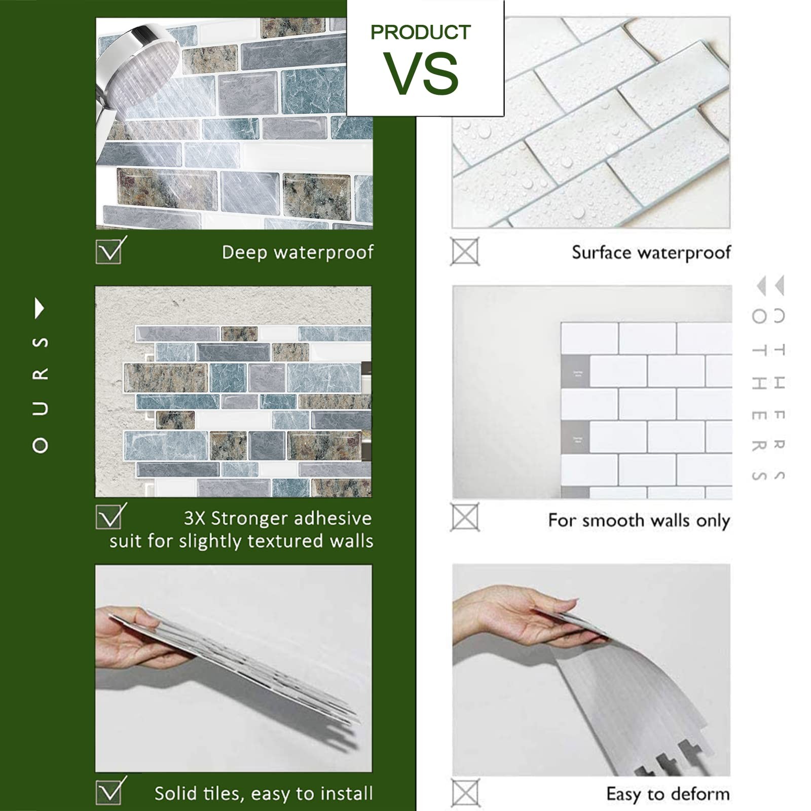 Azulejos Adhesivos Granito Azul Y Marron Para Cocina Pack De 10 De Lujo