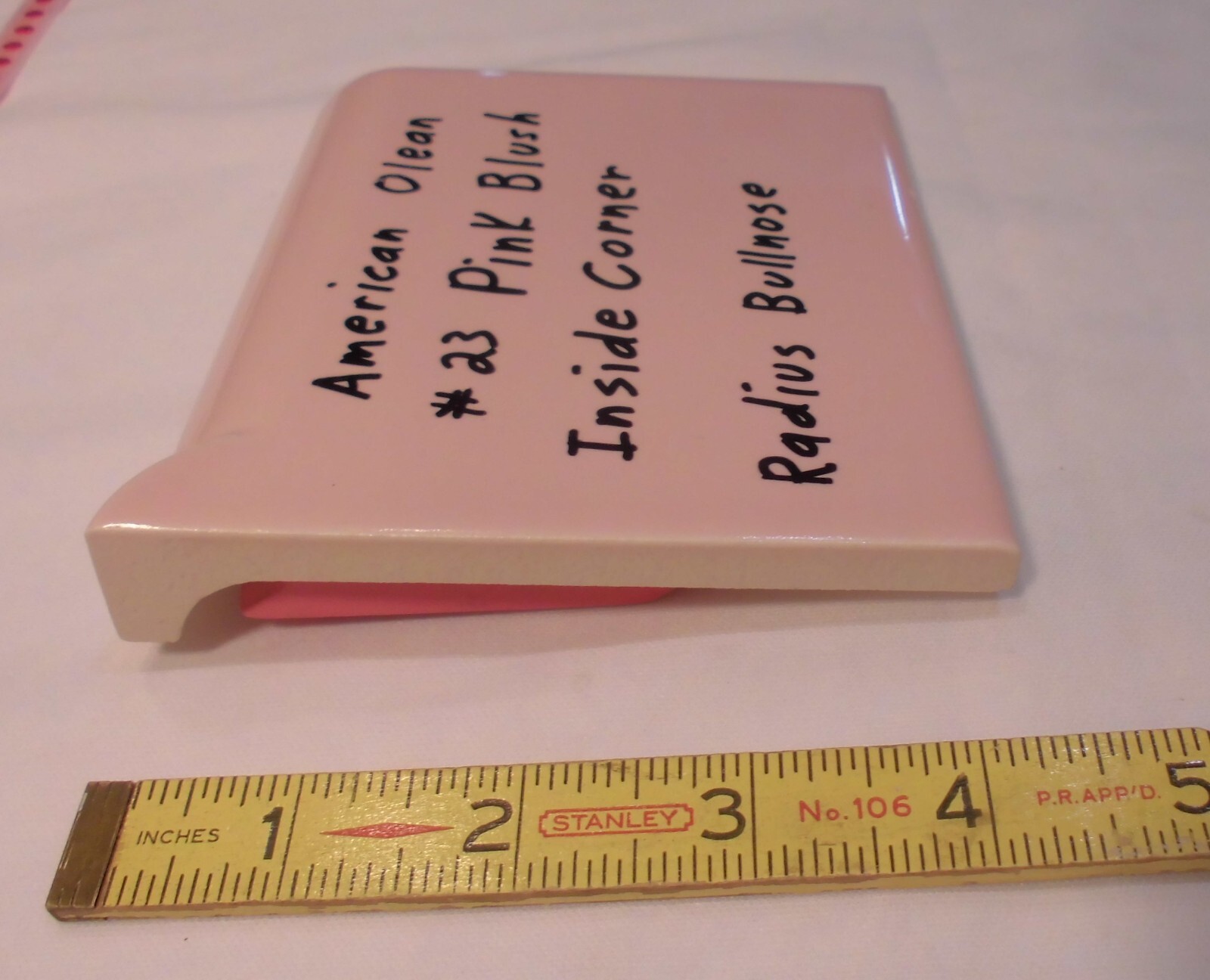 Pink Blush: Radius Bullnose Inside Ceramic Tile 4-1/4″ American Olean, AKR-4402