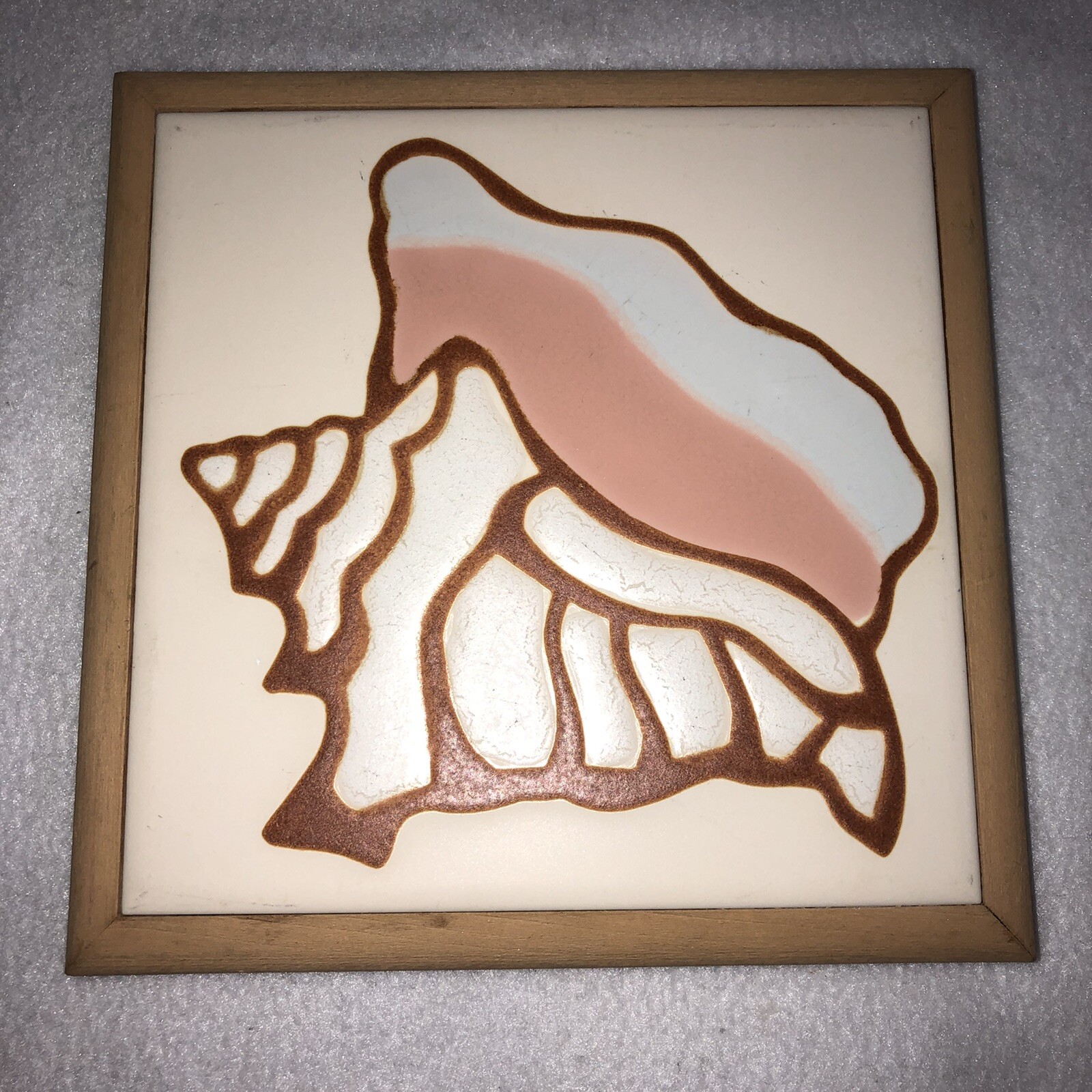 Beach Conch Shell Trivet Tile Art Originals Jane Tallman Miami Florida 7″ x 7″