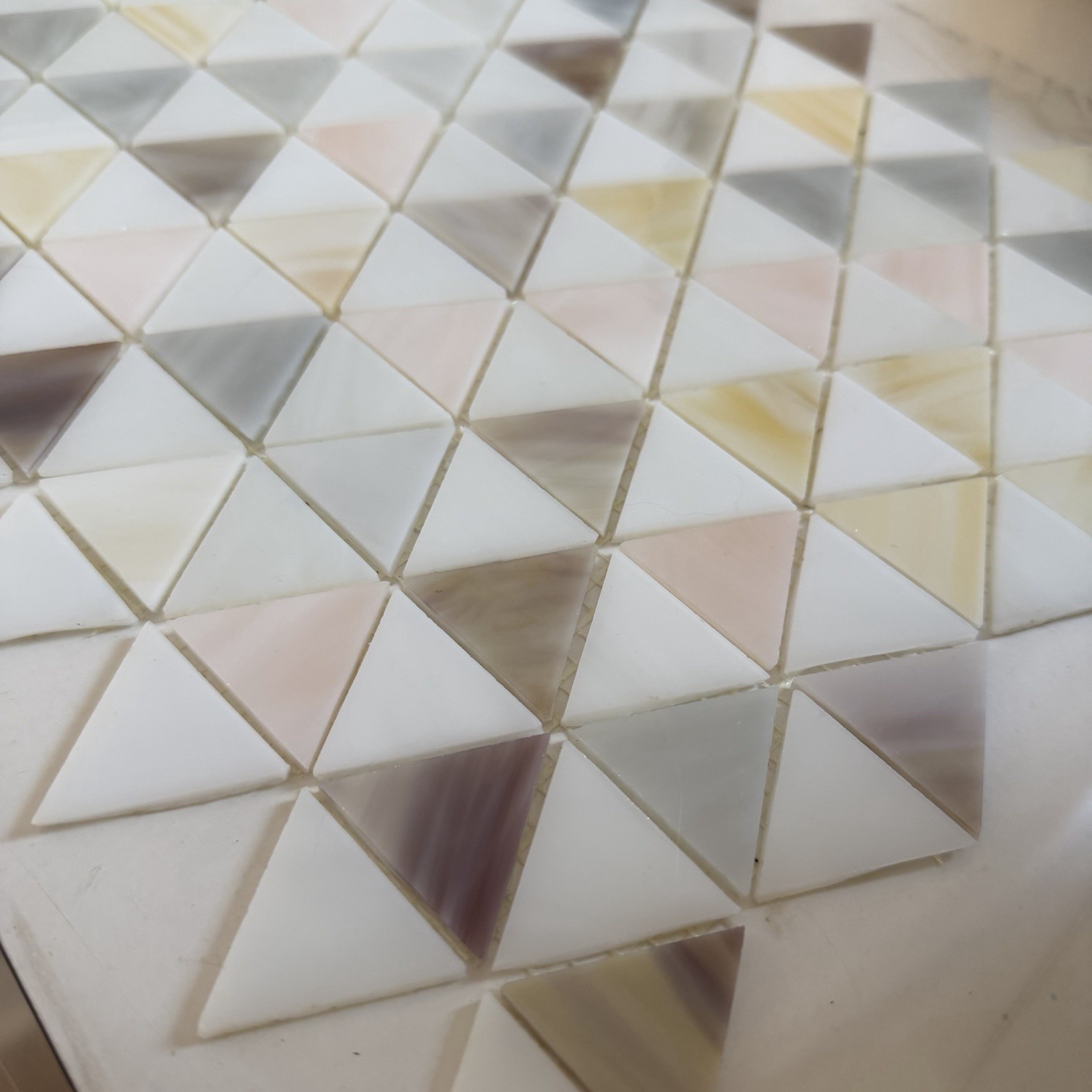 Artistic Tile Trombone Triangles Pink Blend Glass Mosaic Luxury Tile Sheets