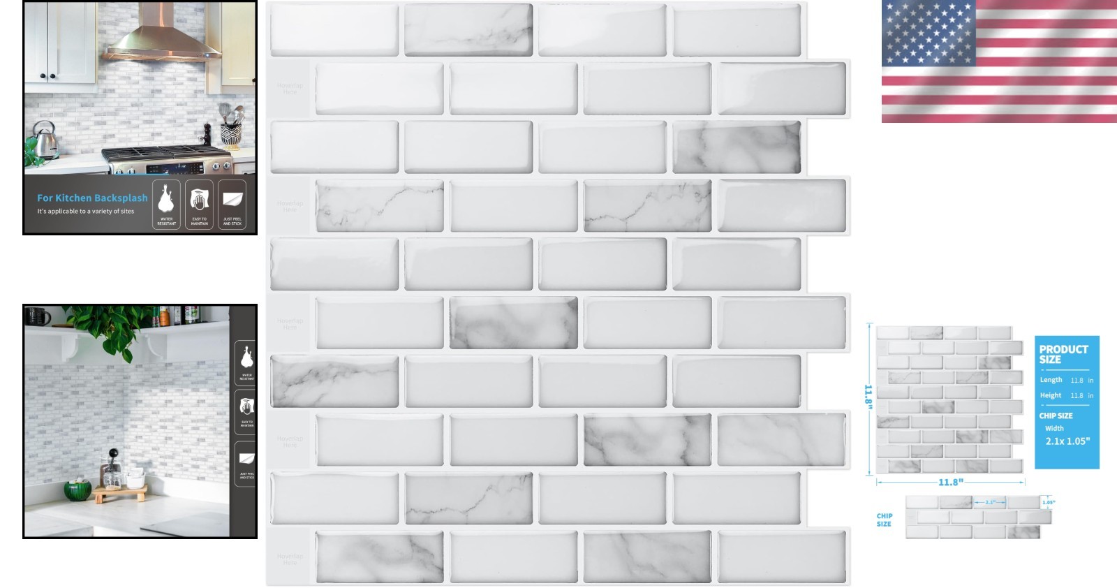 Effortless Elegance: 10-Piece Peel and Stick White Marble Tile Set – 12×12