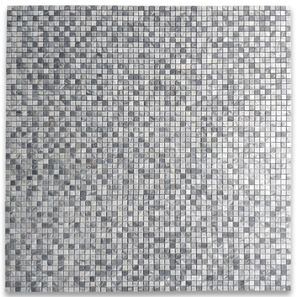K22XH Bardiglio Gray Marble Square Mosaic Tile Honed 5/8×5/8 Grid