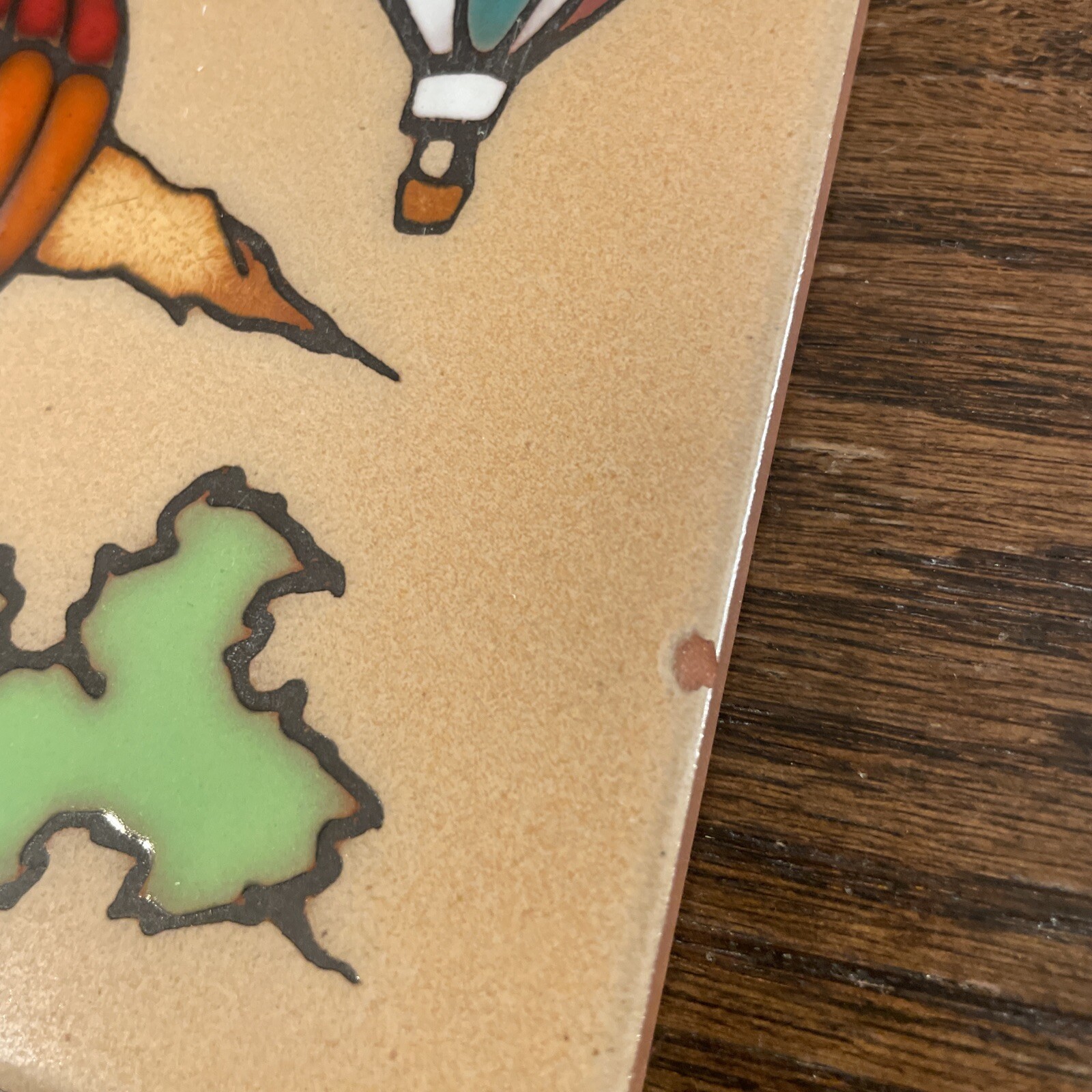 Art Tile Hot Plate Hot Air Balloon Colorful Made In Italy 6×6 Ceramic