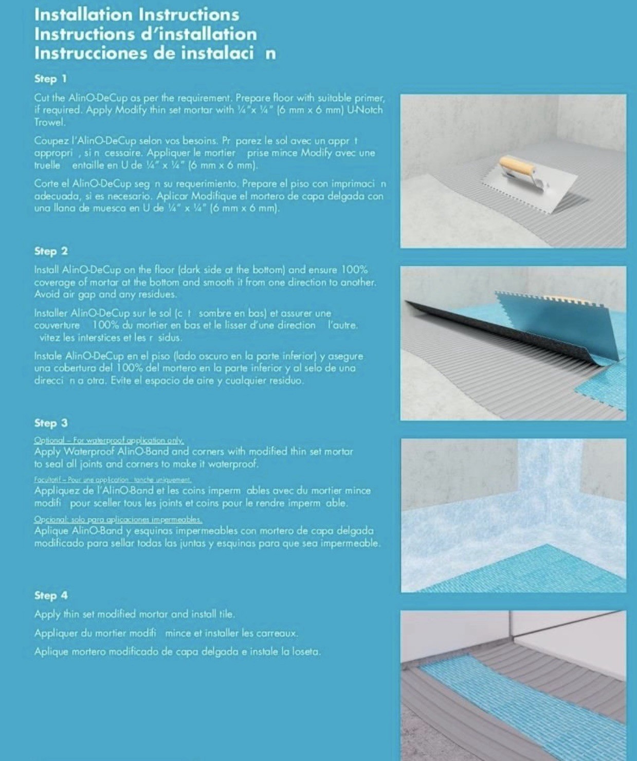 Alino Uncoupling Membrane Vinyl Tile Flooring Underlayment 162 Sq Ft Roll