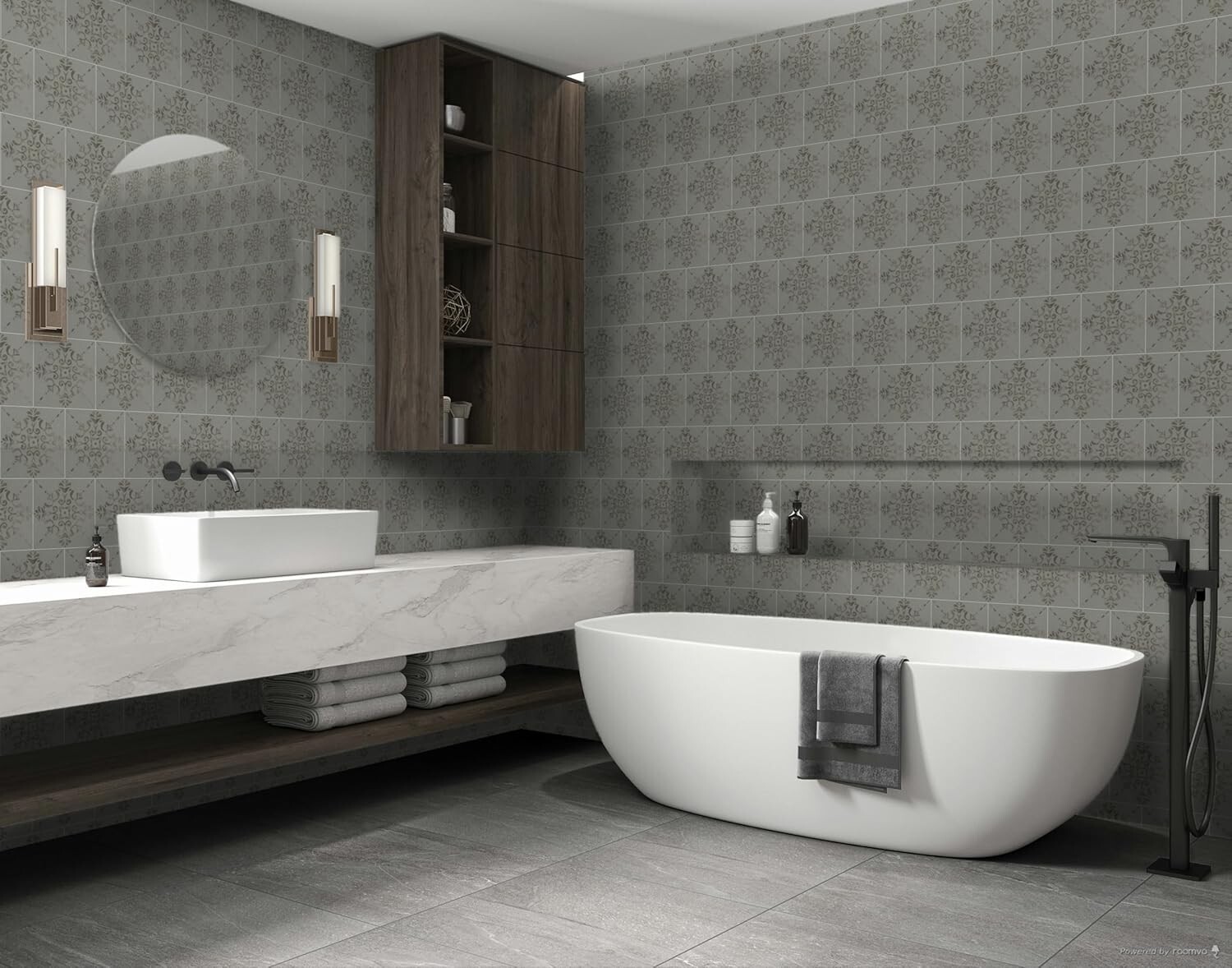 Saint Pol De Leon Blue Gray Concrete Look Porcelain Tile, 8×8 inches (Box of 10)