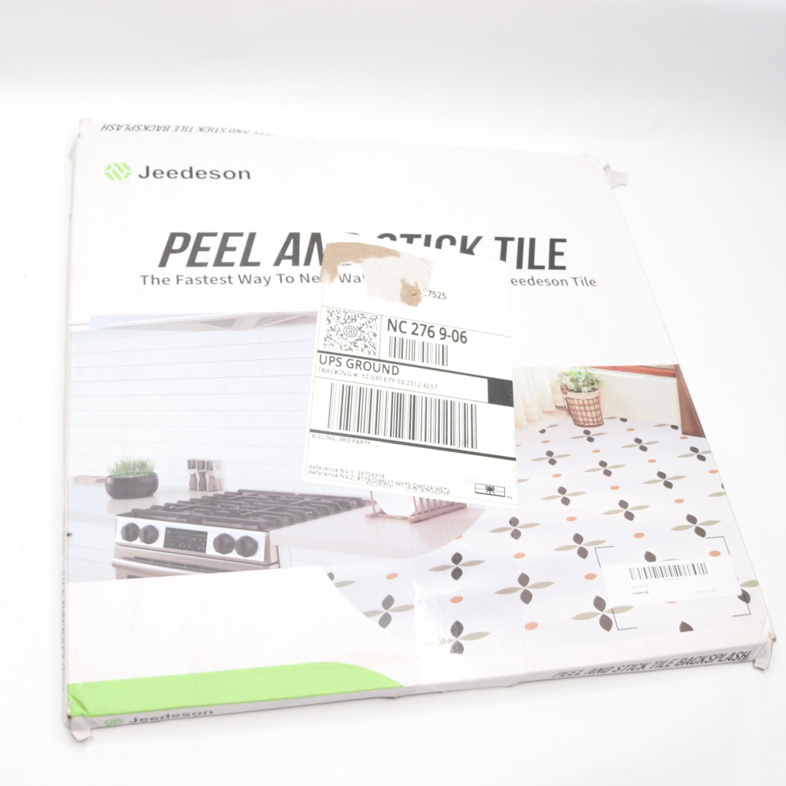 Jeedeson Self-Adhesive Backsplash Tile Wall Stickers Beige Vinyl 12″ x 12″
