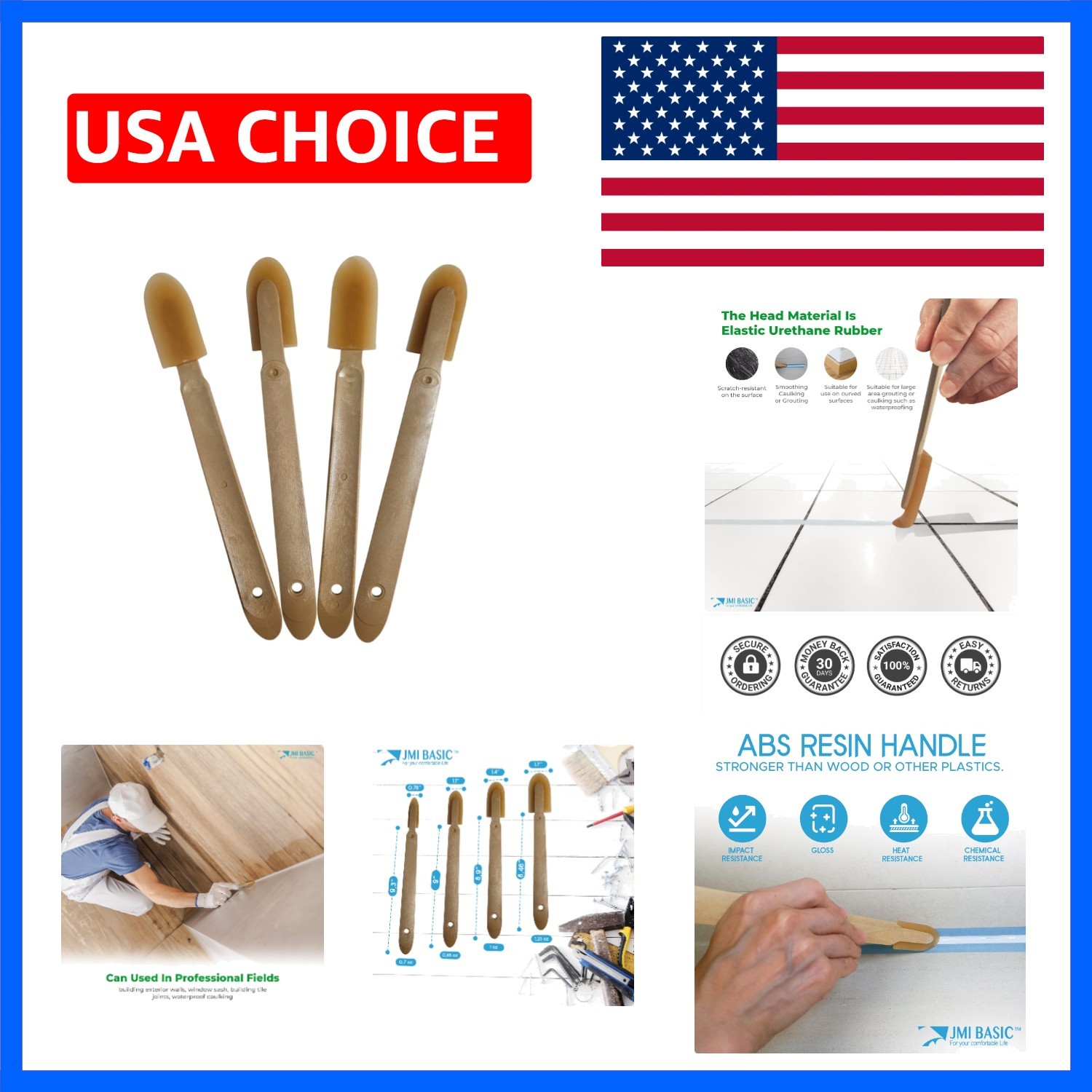 Grout Caulk Finishing Tool – Multi Size 4 Pieces Set – Smooth Grout Sealant S…