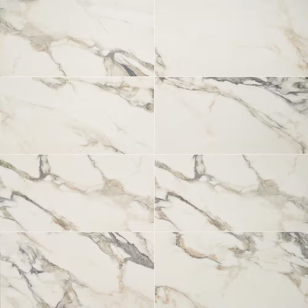 Saroshi Calacatta Rustico 11.81 In. X 23.62 In. Matte Marble Look Porcelain Floo