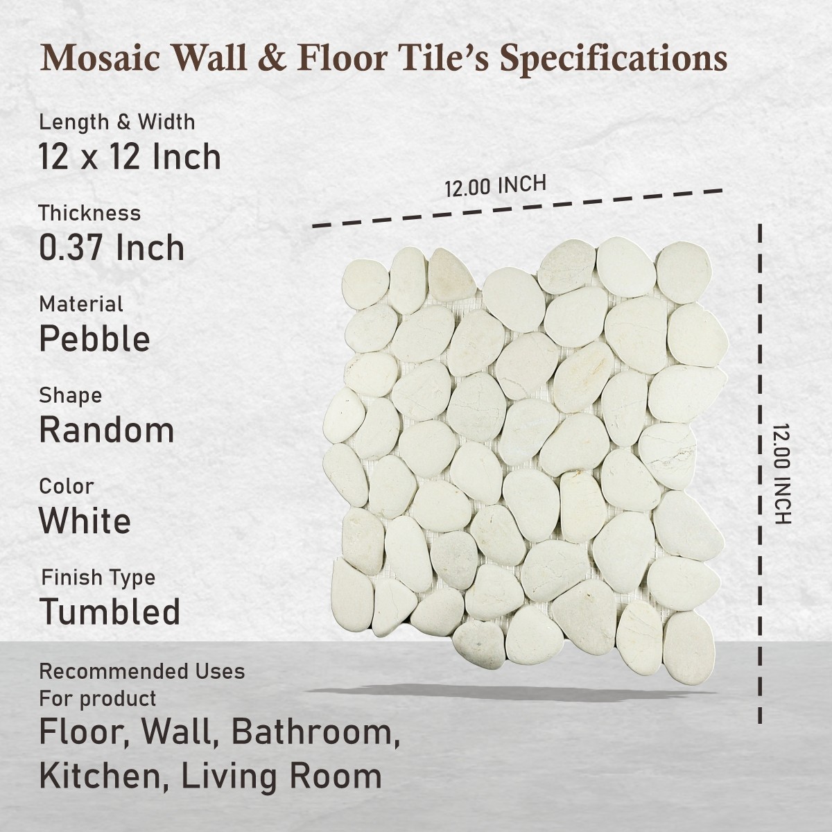 White Pebble Natural Stone Mosaic Wall & Floor Tile ($11.50/SqFt)