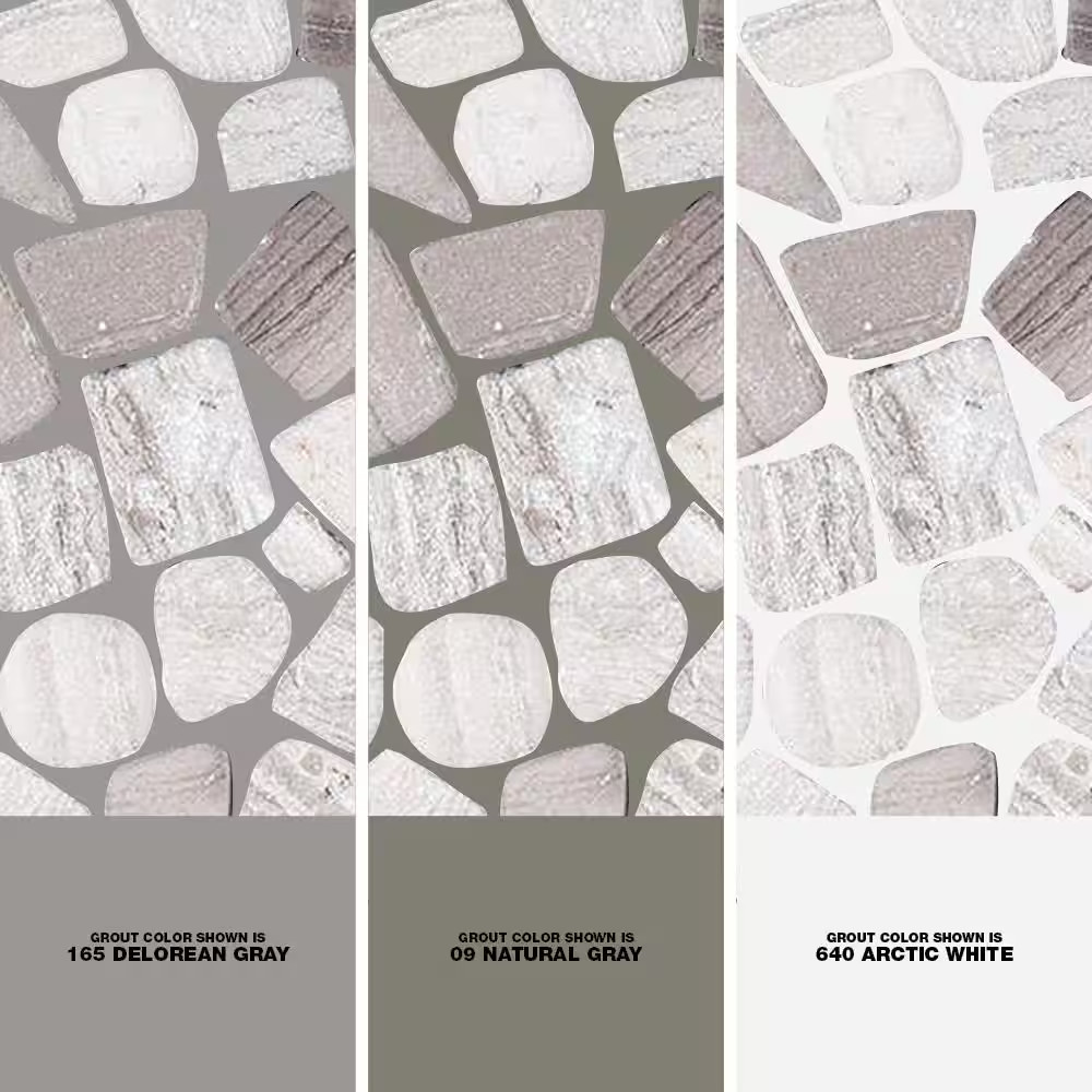 Bailey Grey Pebble 12 In. X 12 In. Honed Grey Limestone Wall and Floor Mosaic Ti