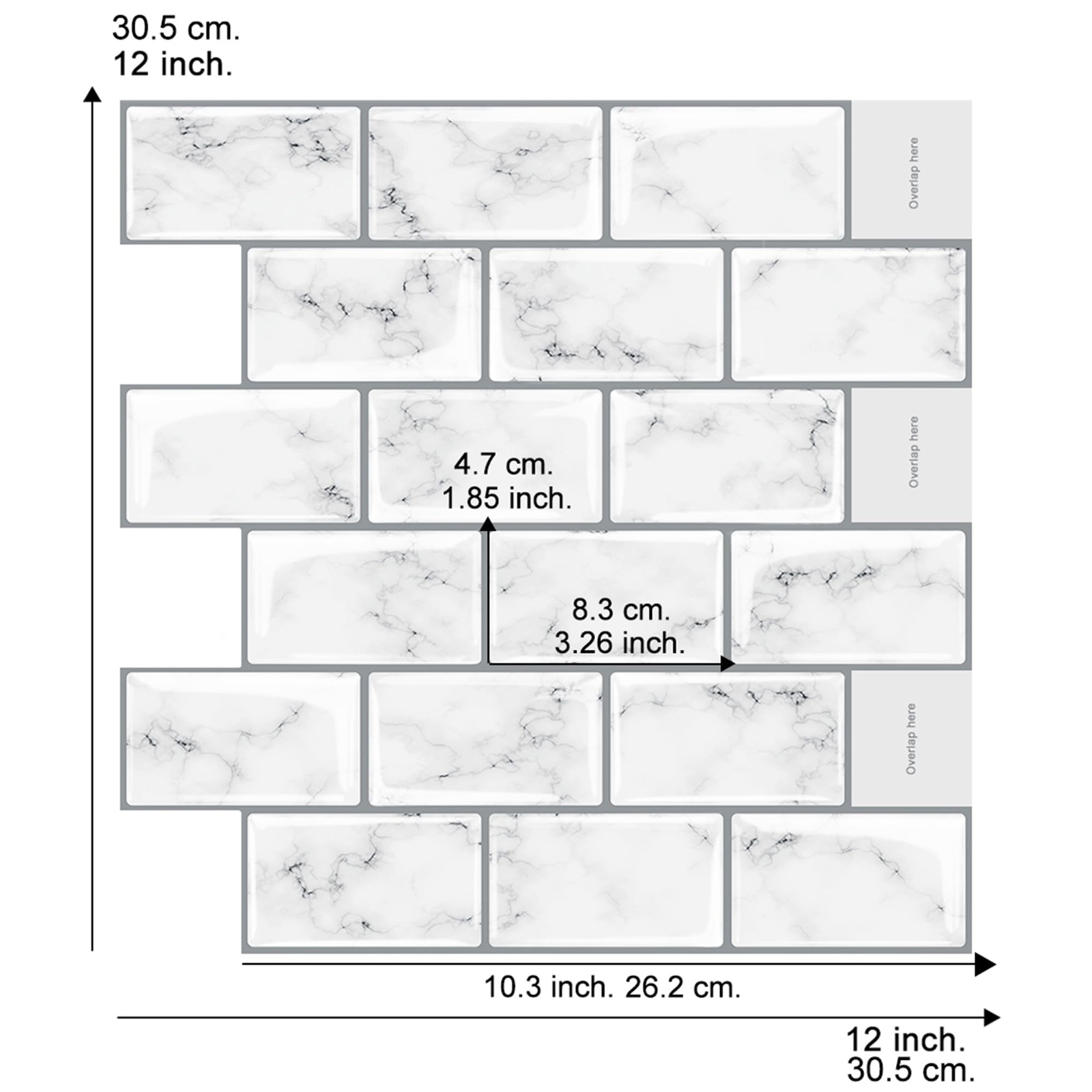 Peel and Stick Backsplash Wall Tiles – 10 Sheets White Marble Tile 12″ x 12″ …