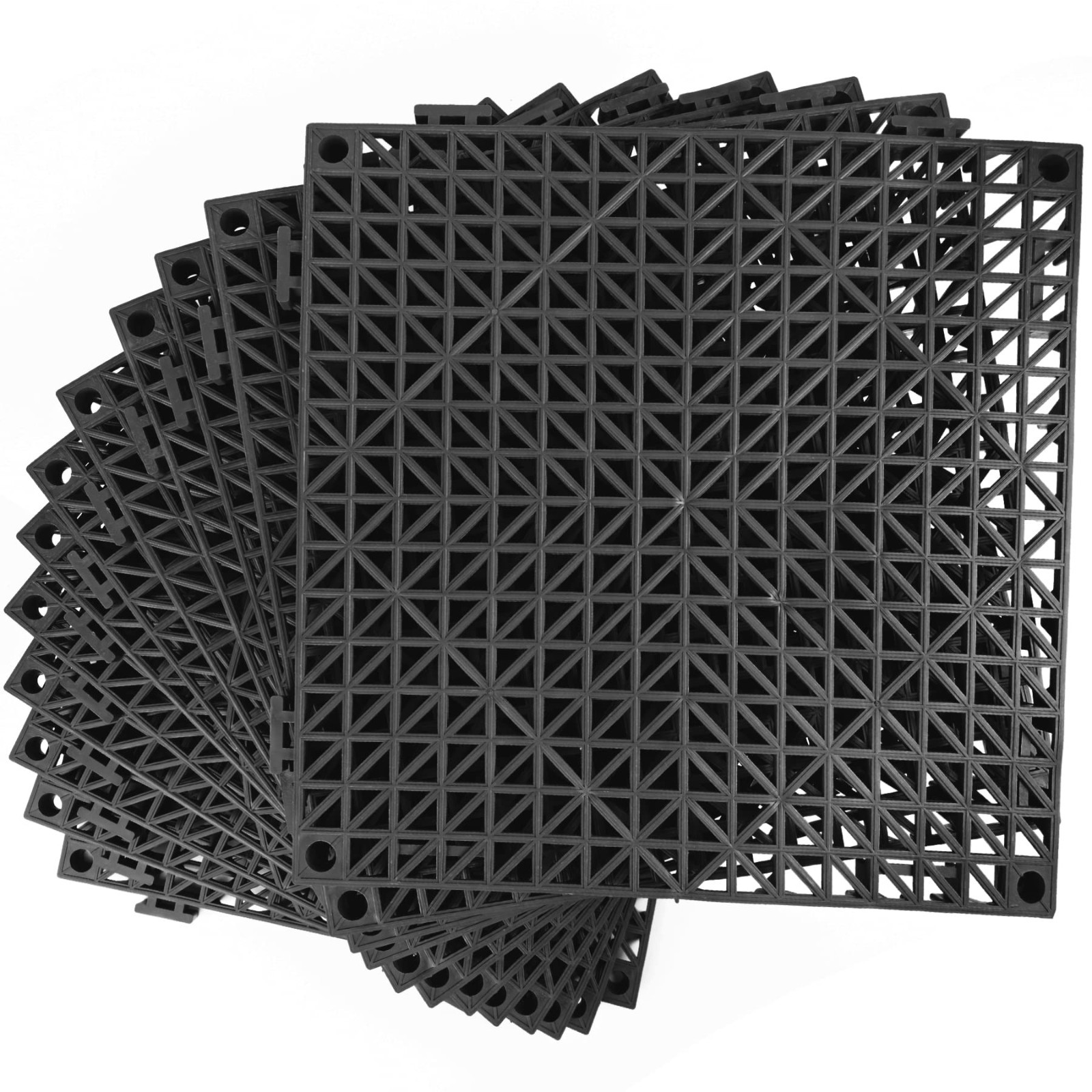 12 Pack Non-Slip Modular Rubber Floor Tiles 11.8″ for Deck, Pool, Patio, Indoor