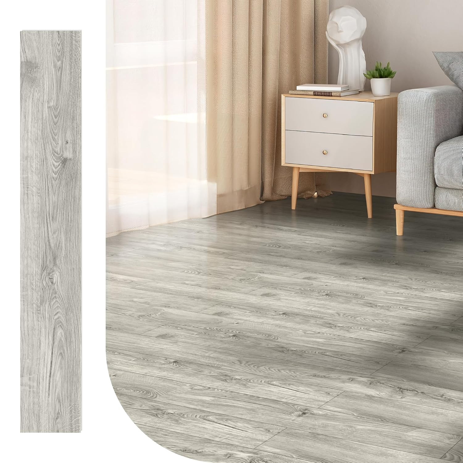 48″ X 7.2″ SPC Click-Lock Floating Floor Tiles (24 Sq. Ft), 10-Pack Luxury Wood