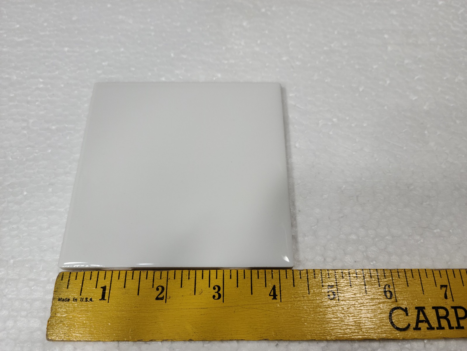 Vintage White Ceramic Tile 4.25 in Daltile Color 0100 Mid Century Modern Retro