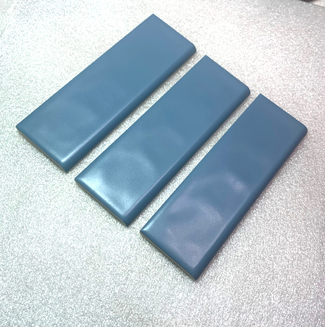 New Vtg Florida Ceramic Vermont Blue #566 Potters Surface Bullnose 2 ” x 6 “