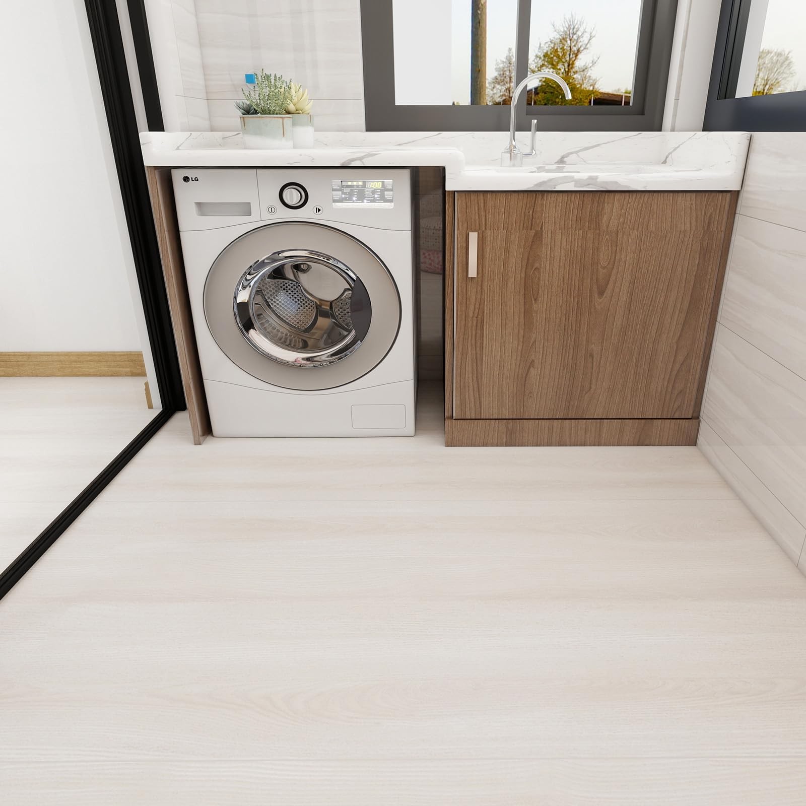 Wood Grain Vinyl Flooring Roll Thicken Peel and Stick Floor Tiles Self-Adhesi…
