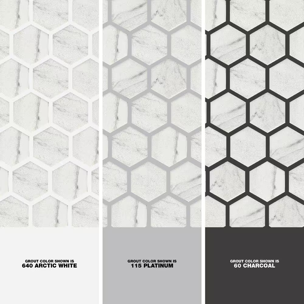 Carrara 10 In. X 12 In. X 6.35 Mm Ceramic Hexagon Mosaic Floor and Wall Tile (0.