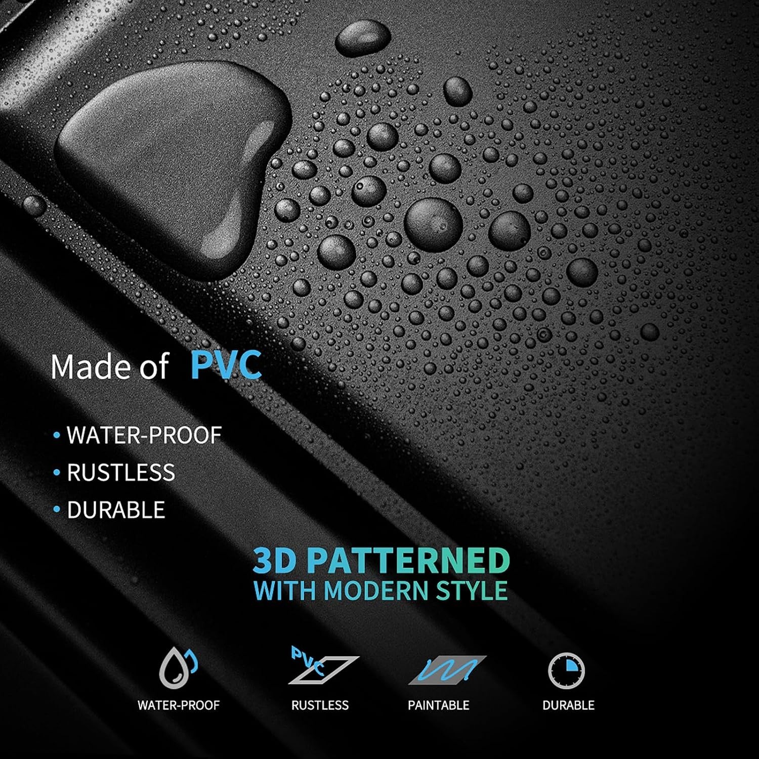Water Resistant PVC Tiles – 24-Pack 2×2 ft – Black