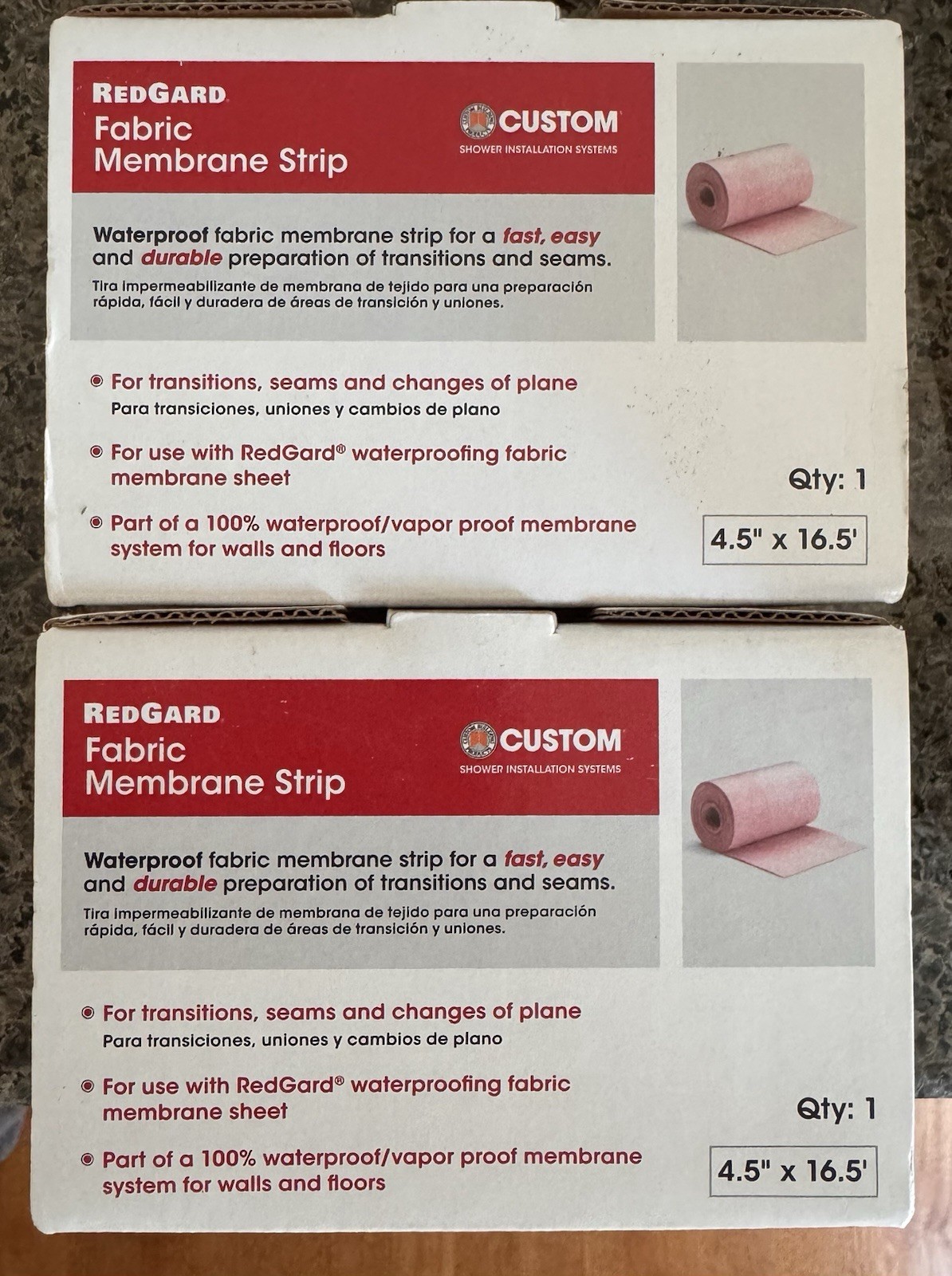 RedGard Fabric Membrane Strip 4.5″ x 16.5′. (2 Brand New Boxes)