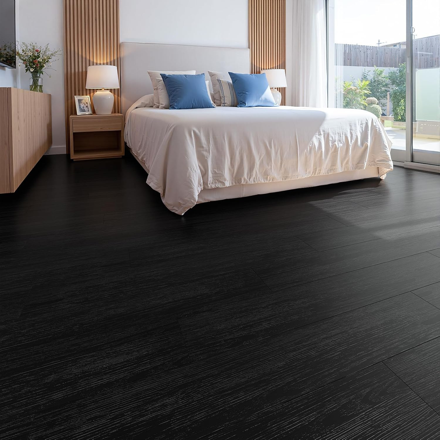 36-Pack Peel and Stick Flooring Vinyl Floor Tile (Black) | 54 Sq.Ft, Waterproof,