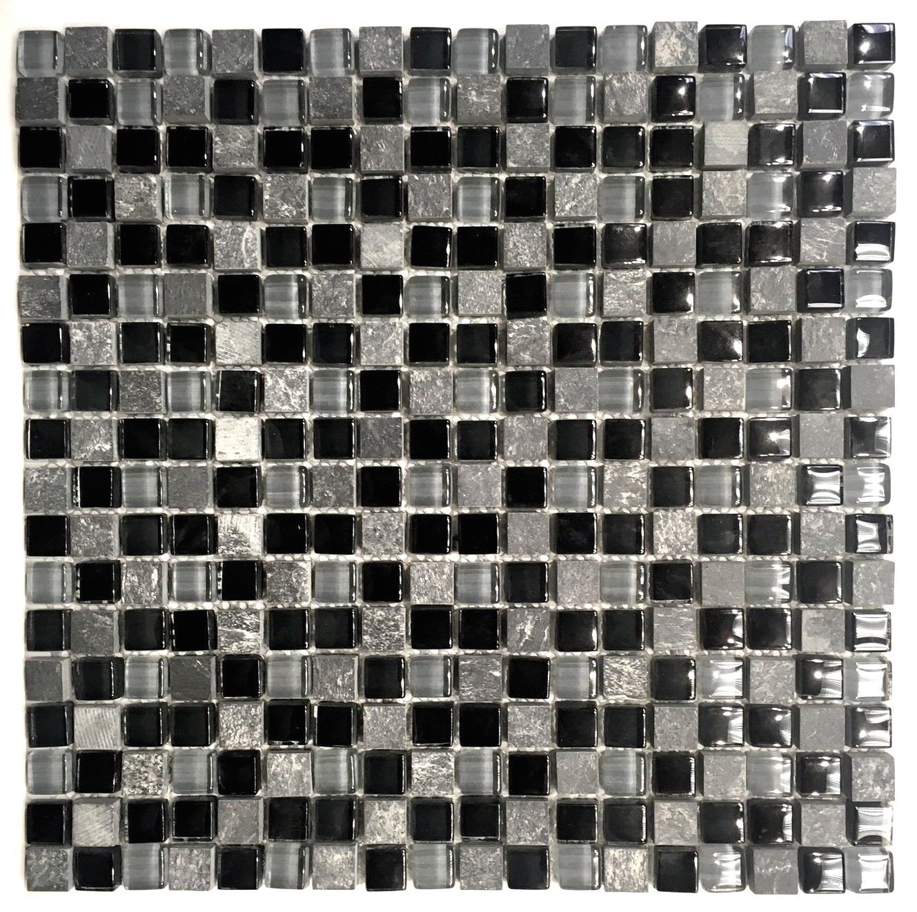 La Jacond 5/8″ x 5/8″ Slate and Glass Blend Mosaic Tile Backsplash (BOX of 10)