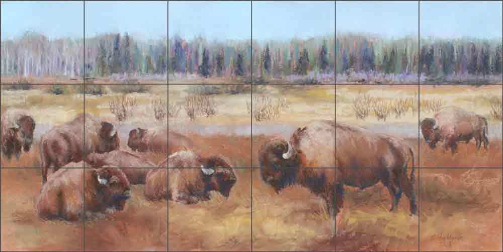 Buffalo Tile Backsplash Ceramic Mural Hughbanks Bison Animal Art DHA067