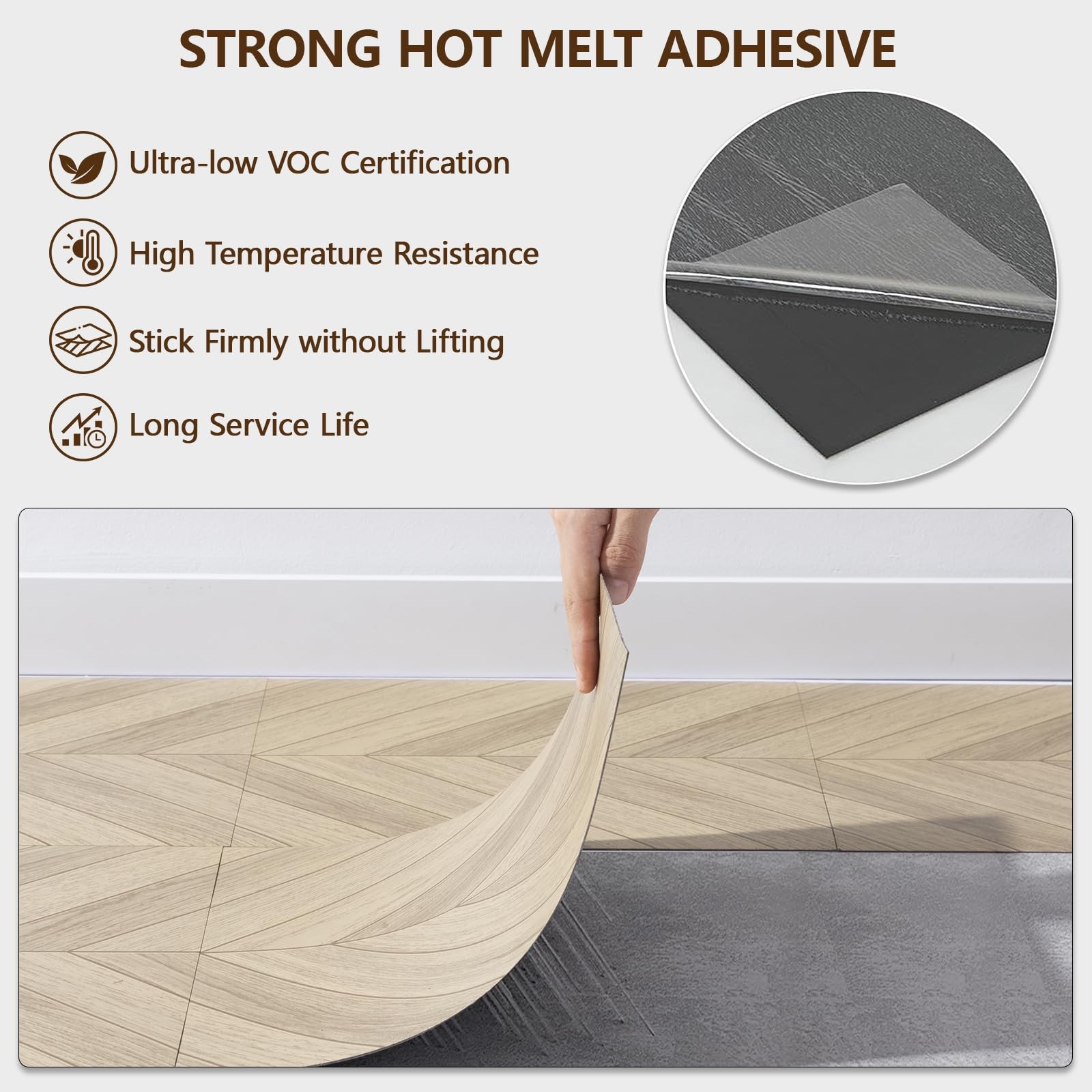 Peel and Stick Floor Tile, 10-Pack 12″ x 12″ Herringbone Wood Look Waterproof…