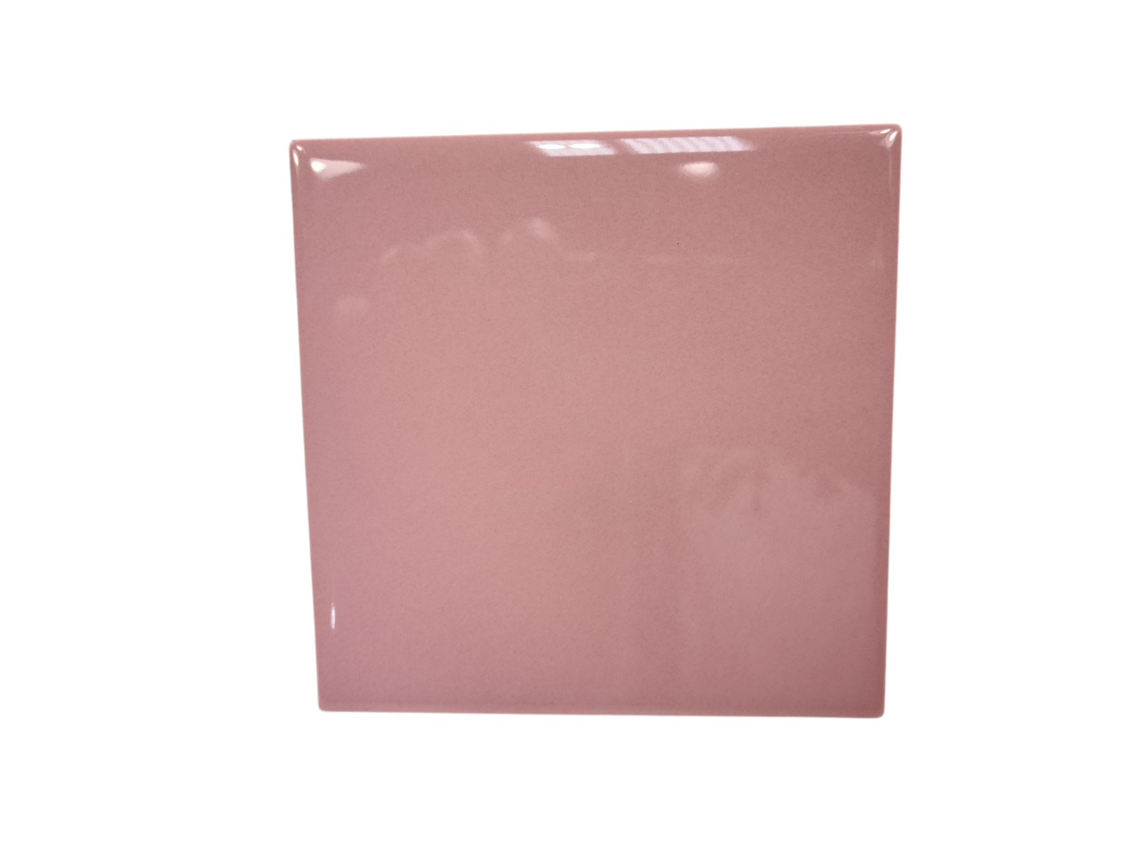 Carnation Pink Ceramic Tile 4.25 in Subway Square Mid Century Modern