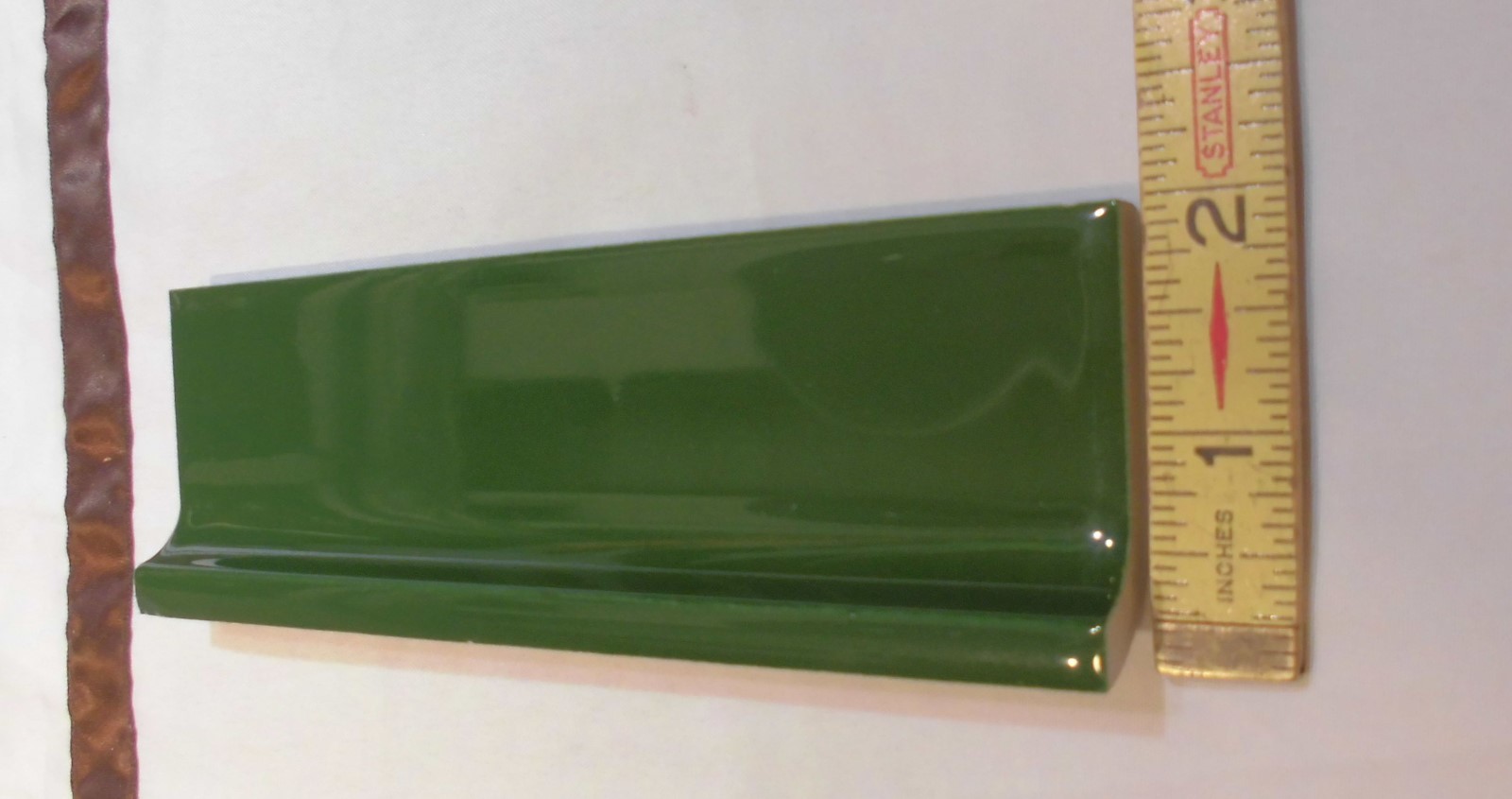 1 pc. *Forest Green* stack-on base/cove Ceramic Tile by Robertson Co. 2″ X 6″