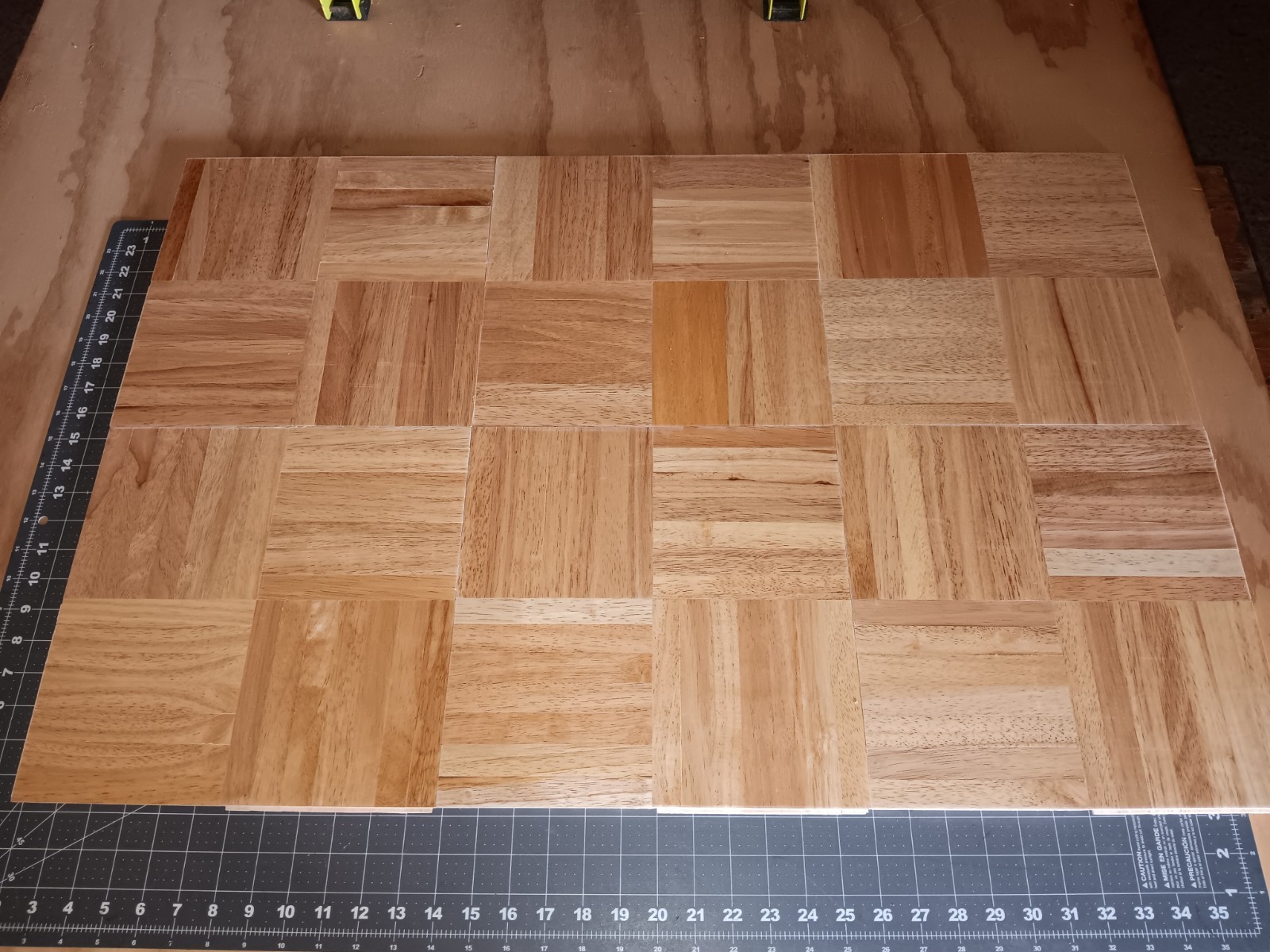 PARQUET FLOOR: 6 Sq Feet! 7-finger Parquet Solid Wood Floor Tiles 12″x12″x5/16