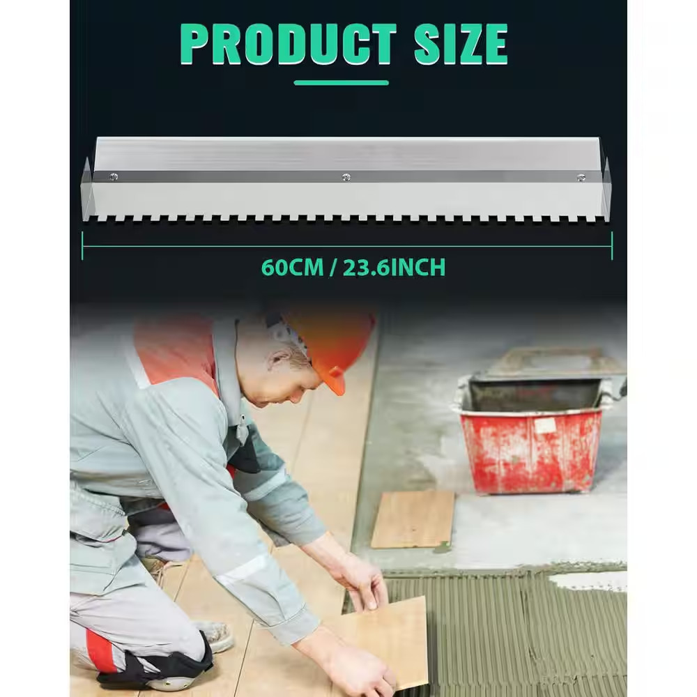 24 X 4 Square Notch Trowel with Aluminum Alloy Frame for Large Tile Flooring and