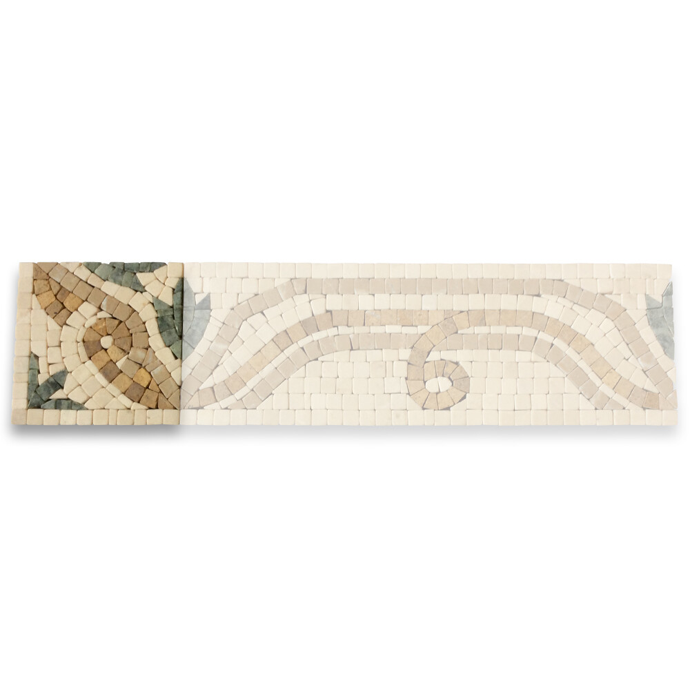 B4685CT Marble Mosaic Border Decorative Accent Tile Leaf Verde 4×4 Tumbled