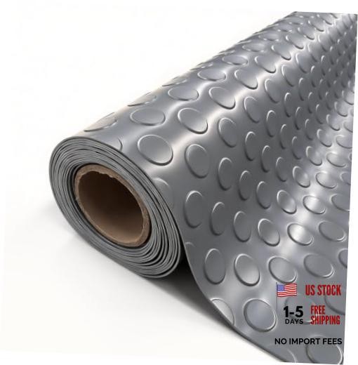 Garage Floor Mat, 2mm Thickened PVC Coin Pattern | Non-Slip 4×30 FT Gray(Coin)