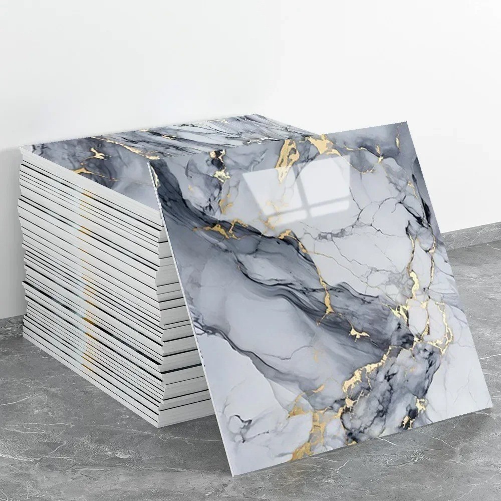 10Pcs Peel and Stick Marble Floor Wall Panels 23.6″x11.8″ PVC Tiles Sticker US