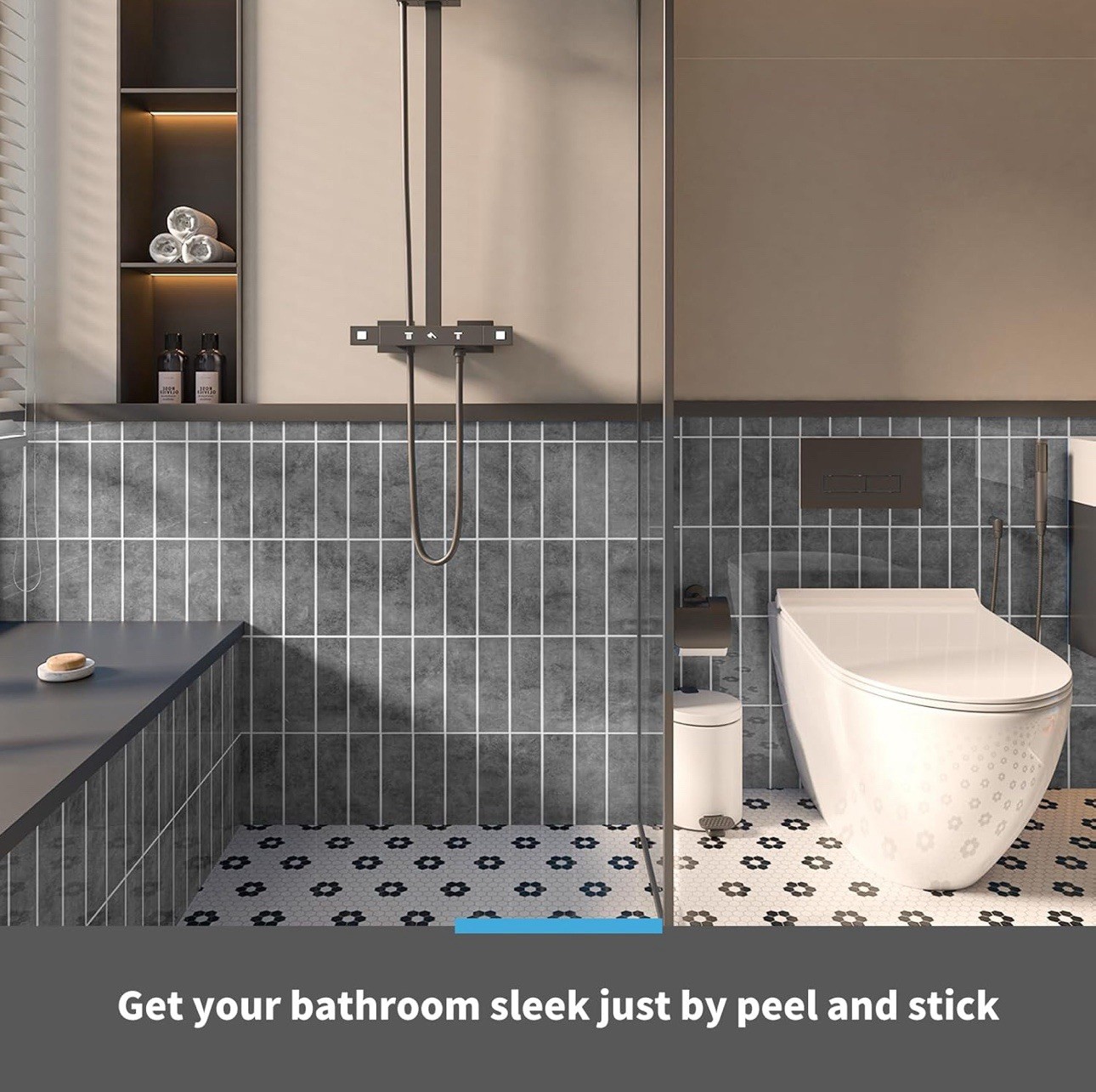 Art3d Peel & Stick Backsplash 10-Sheet Ash Grey Faux Stone Tile 7.2 Sq Ft