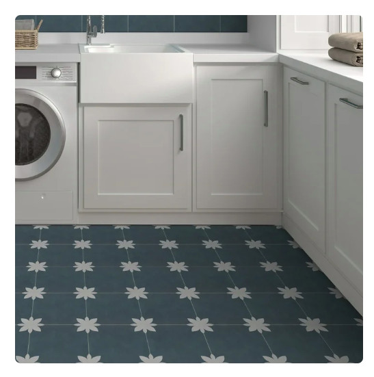 SUNWINGS 9″ x 9″ Blue Vinyl Wall and Floor Tiles, for Kitchen Bathroom 16 Piece