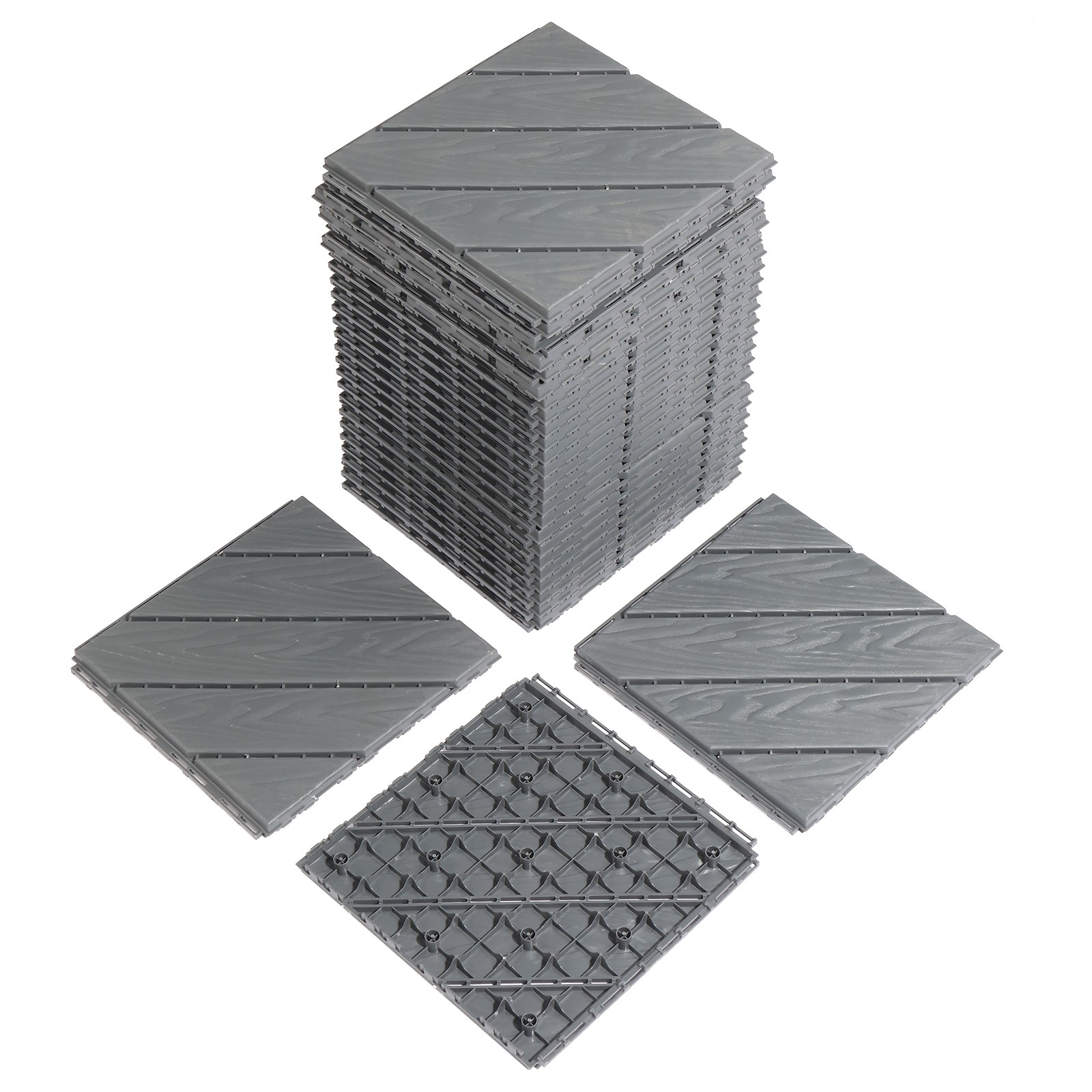 27 Pack Plastic Interlocking Deck Tiles Indoor Outdoor Patio Flooring 12″x12″